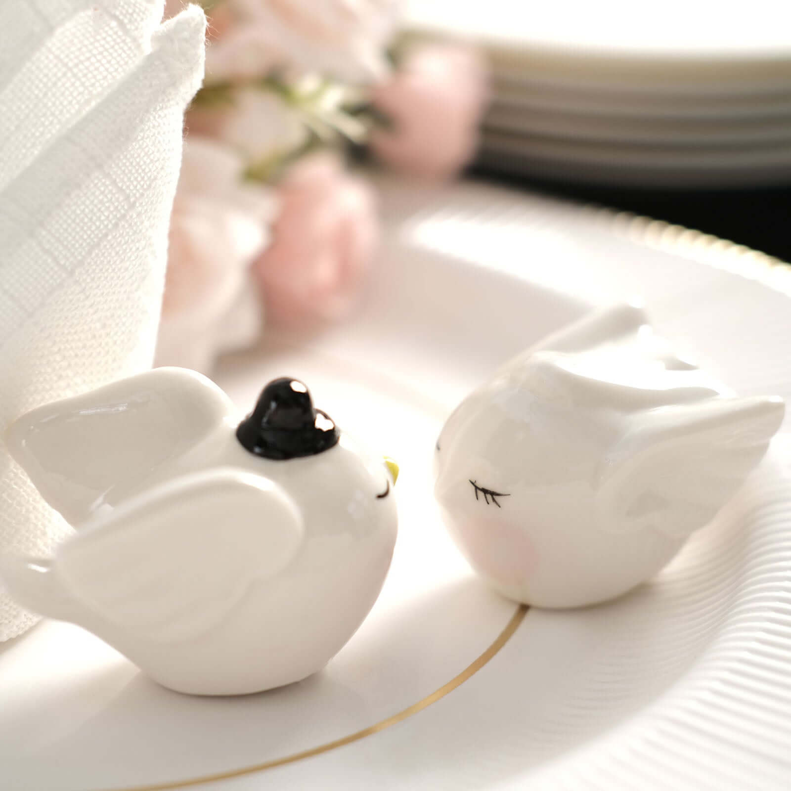 2.5 Bride And Groom Love Birds Salt And Pepper Shaker Party Favors, Wedding Favors In Pre-Packed Gift Box