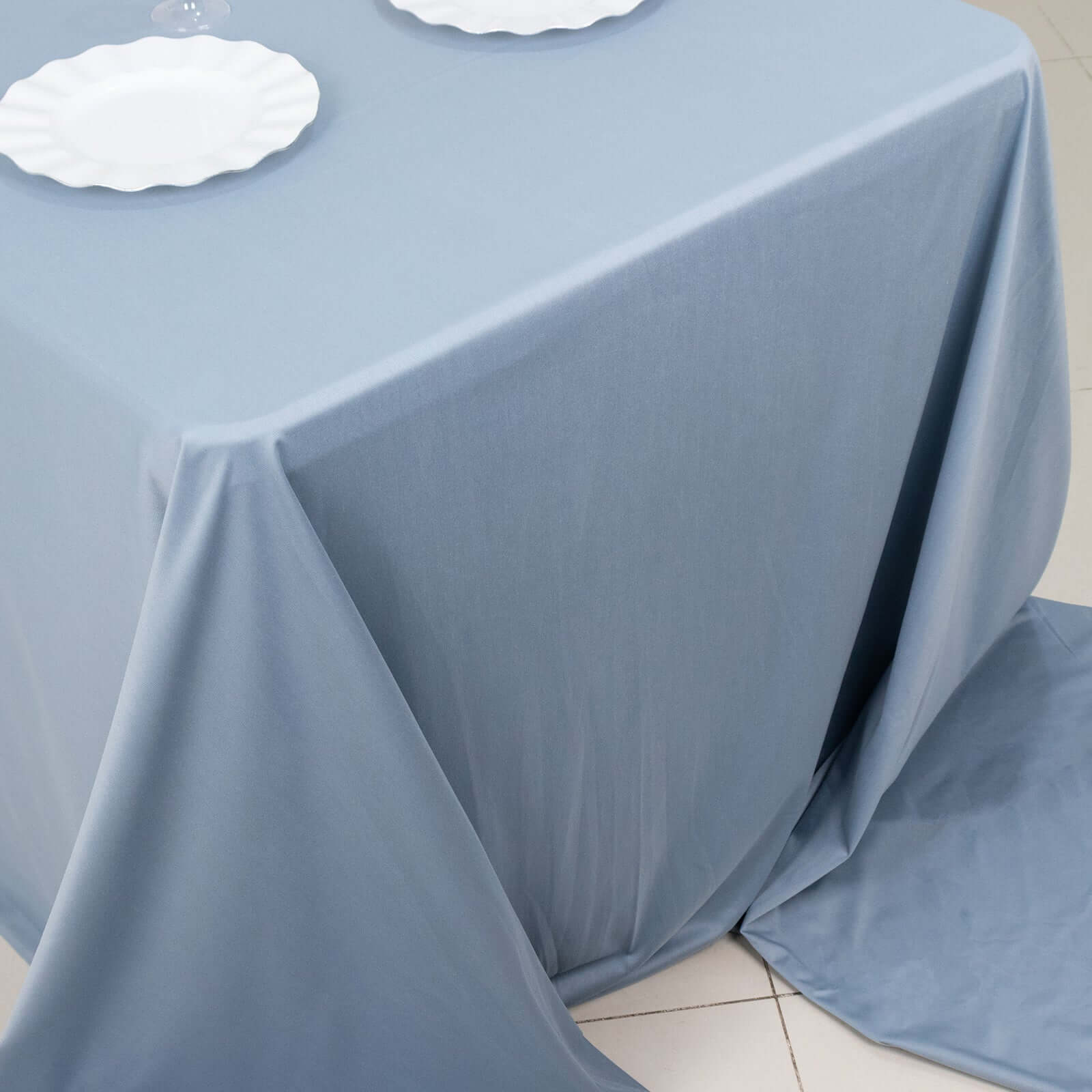 Premium Scuba Rectangular 90x156 Tablecloth Dusty Blue - Wrinkle Free, Stain Resistant & Seamless Table Cover