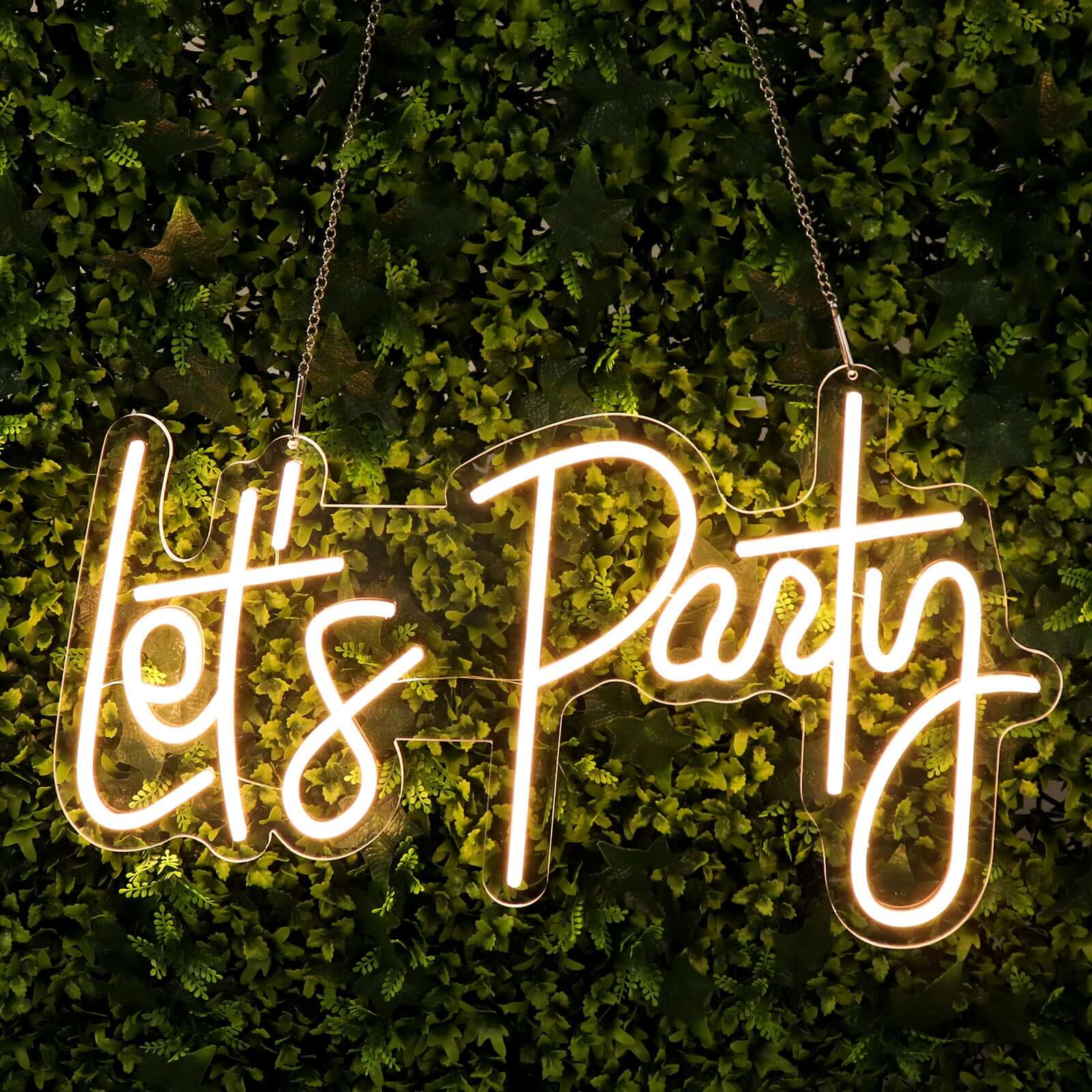 23 Let's Party Neon Light Sign, LED Reusable Wall Décor Lights With 5ft Hanging Chain