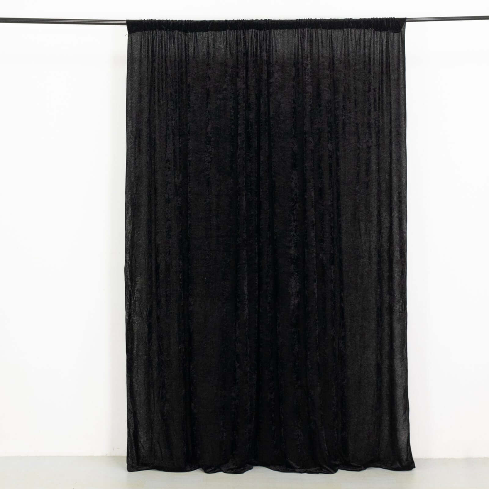 8ftx8ft Black Premium Smooth Velvet Event Curtain Drapes, Privacy Backdrop Event Panel with Rod Pocket