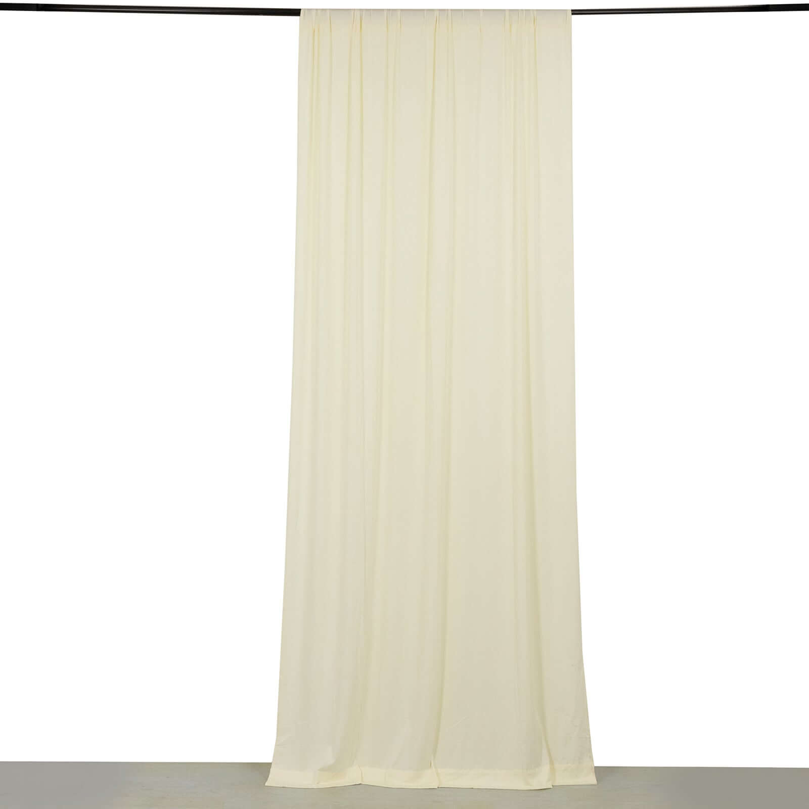 Ivory 4-Way Stretch Spandex Event Curtain Drapes, Wrinkle Free Backdrop Event Panel with Rod Pockets - 5ftx10ft