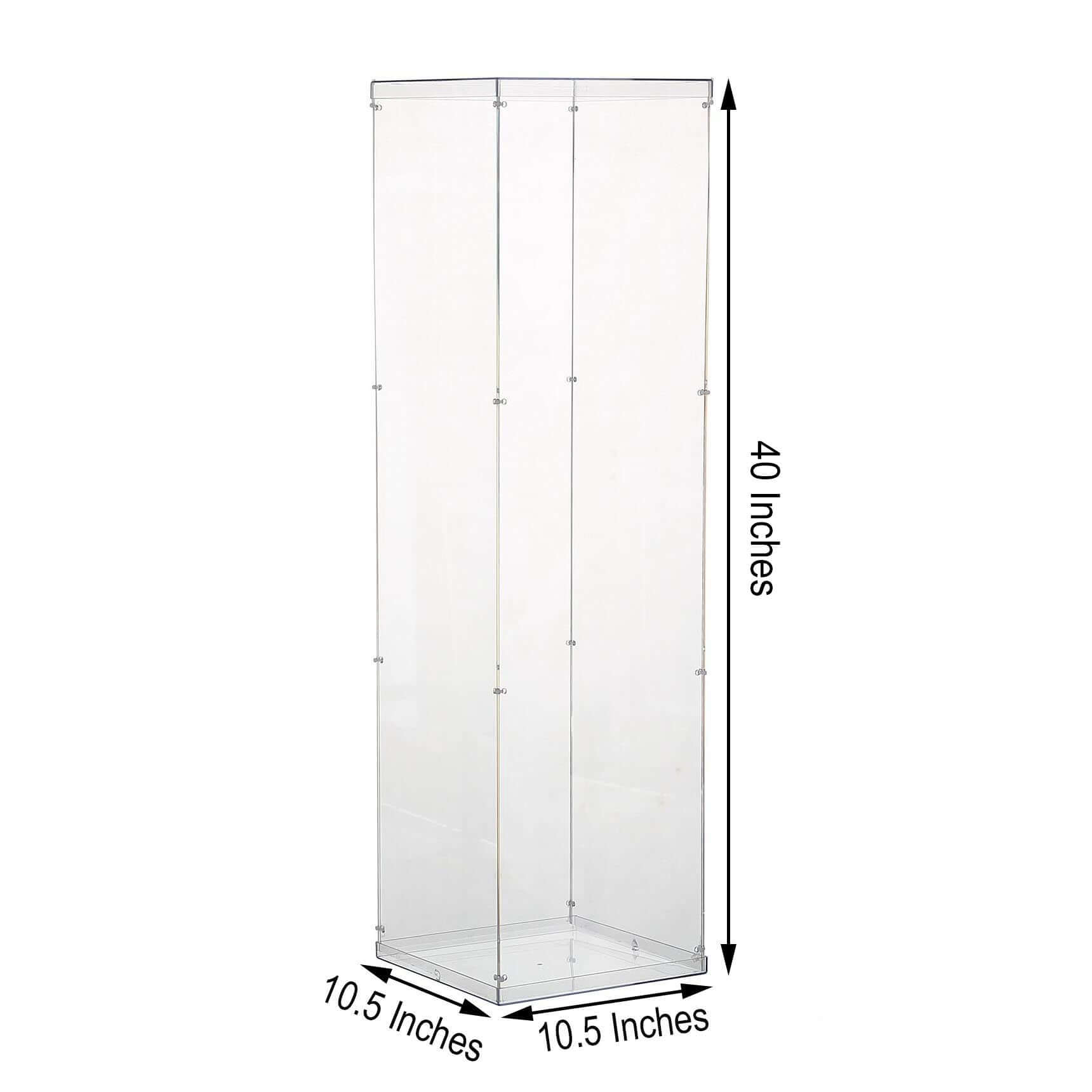 40 Floor Standing Clear Acrylic Display Box, Transparent Pedestal Riser with Interchangeable Lid and Base