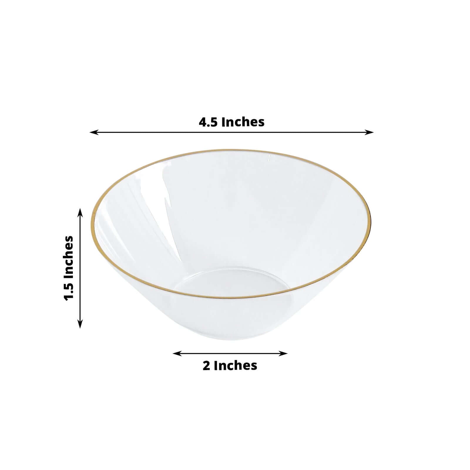 24-Pack Heavy Duty Plastic Ice Cream Bowls Clear Premium Gold Rim - Perfect for Celebrations 7oz