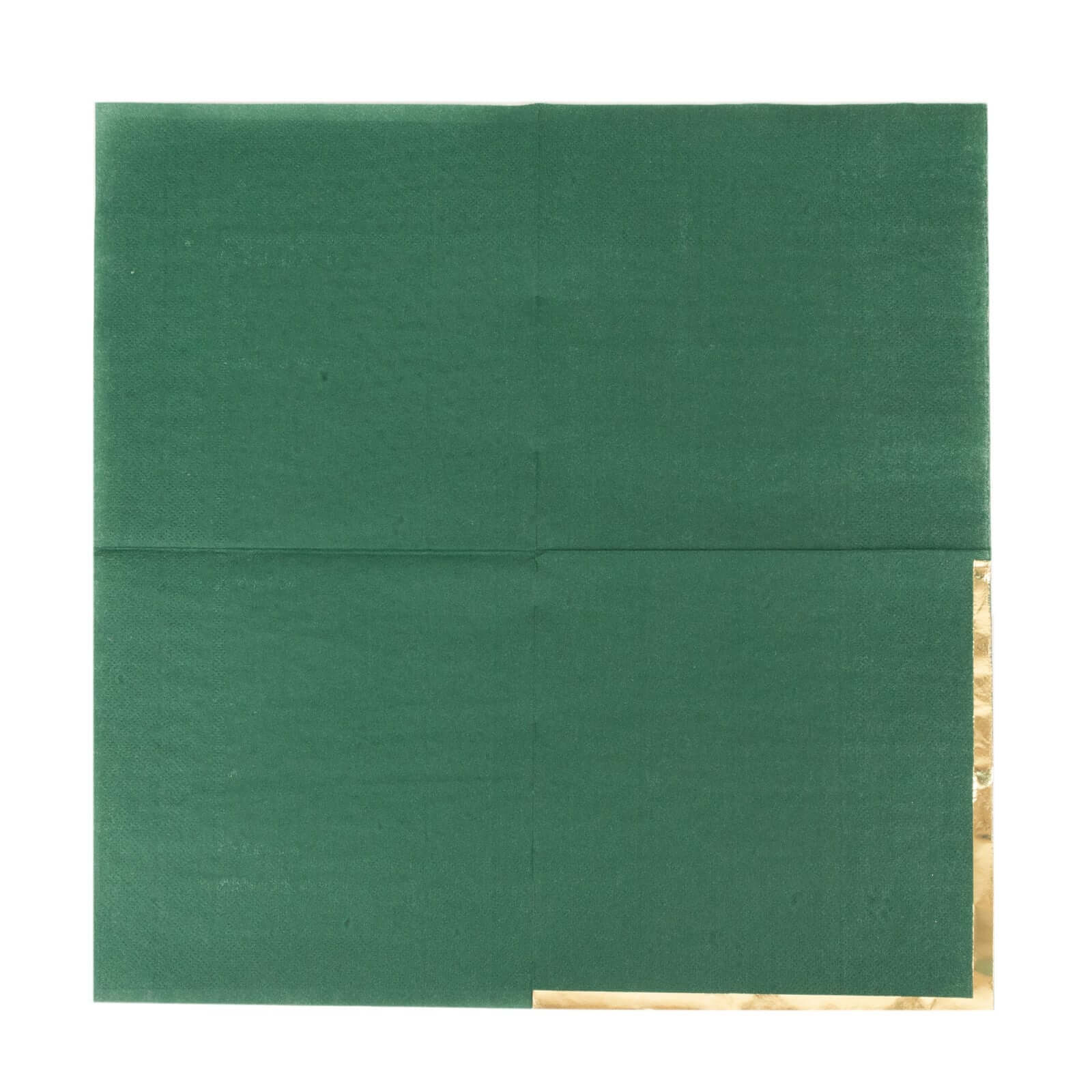 50-Pack Paper Beverage Napkins with Gold Foil Edge Hunter Emerald Green - Disposable 2 Ply Cocktail Napkins for Events 6.5x6.5