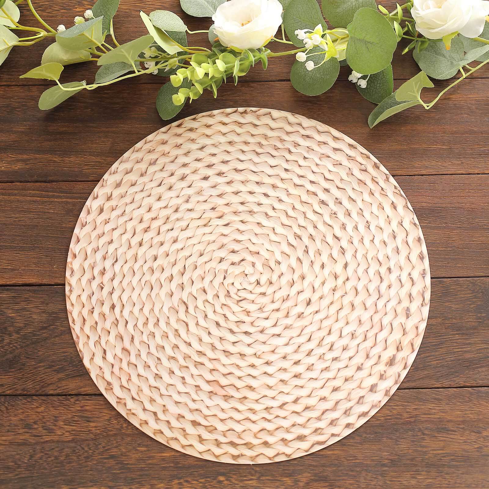 6-Pack Disposable Table Placemats in Wheat with Woven Rattan Print - 700GSM Cardboard Placemats for Rustic Themes & Outdoor Events 13