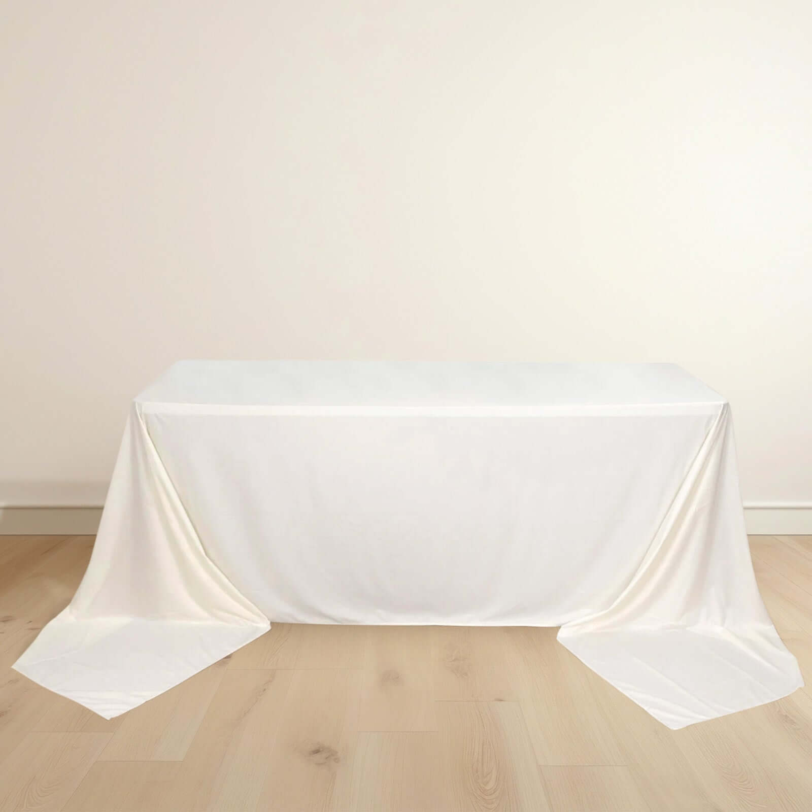 Premium Scuba Rectangular 90x156 Tablecloth Ivory - Wrinkle Free, Stain Resistant & Seamless Table Cover