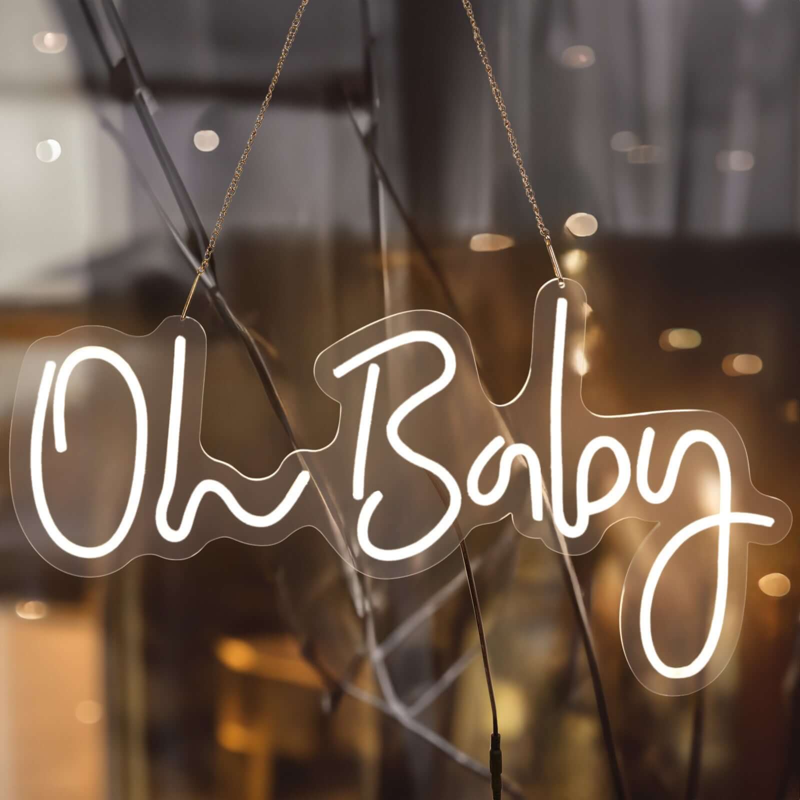 26 Oh Baby Neon Light Sign, LED Reusable Wall Décor Lights With 5ft Hanging Chain