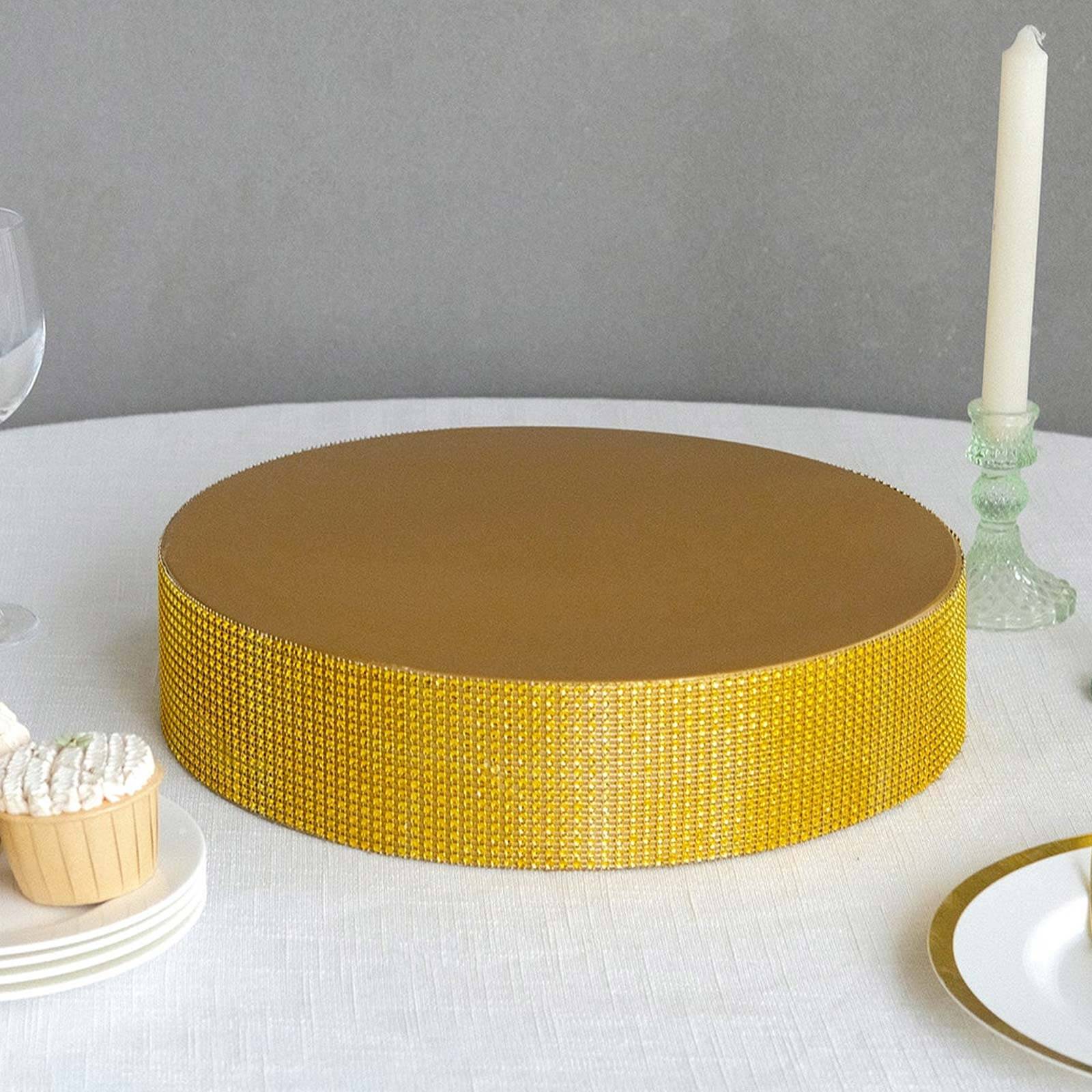 Metal Pedestal Cake Stand Round Design with Rhinestones Gold - Cupcake Holder and Dessert Table Centerpiece 14