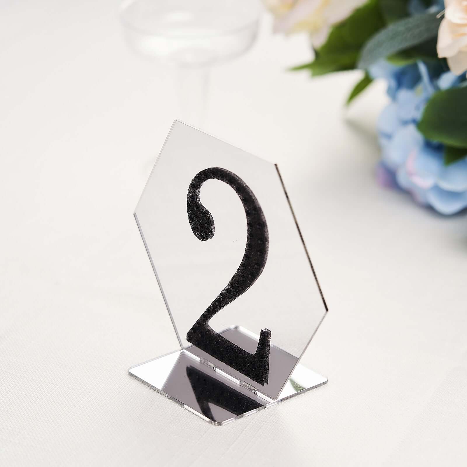 5-Pack Acrylic Table Sign Holders Hexagon Design Silver - Ideal for Modern Event Centerpieces 5