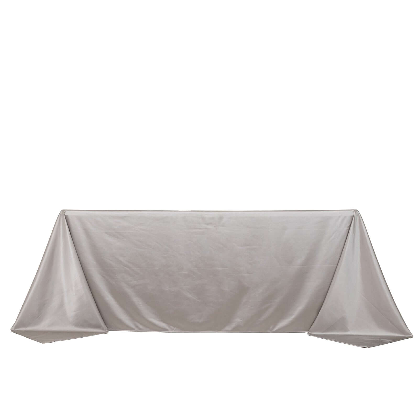 Premium Scuba Rectangular 90x132 Tablecloth Shimmering Silver - Wrinkle Free & Stain Resistant Seamless Table Cover