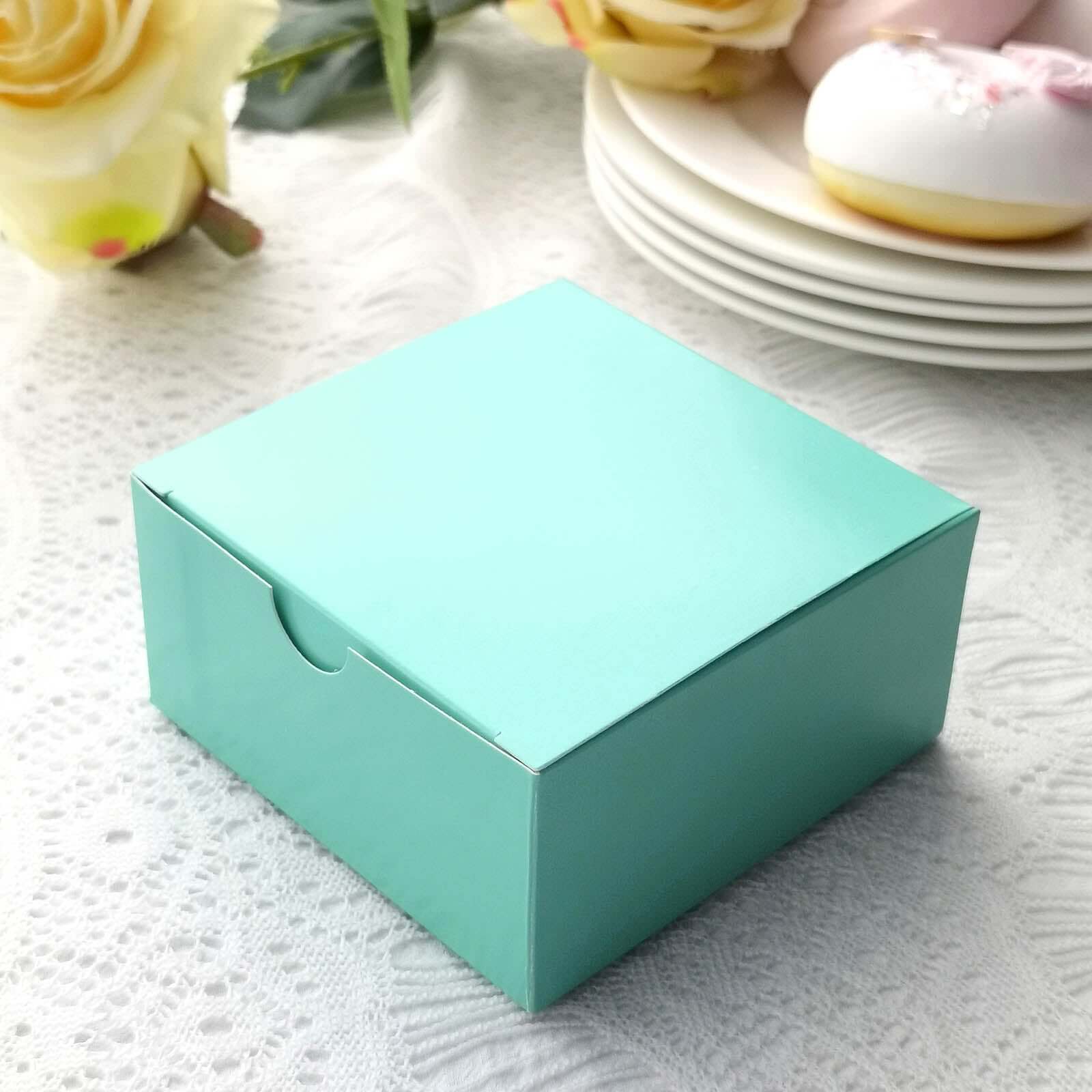 100 Pack 4x4x2 Turquoise Cake Cupcake Party Favor Gift Boxes, DIY