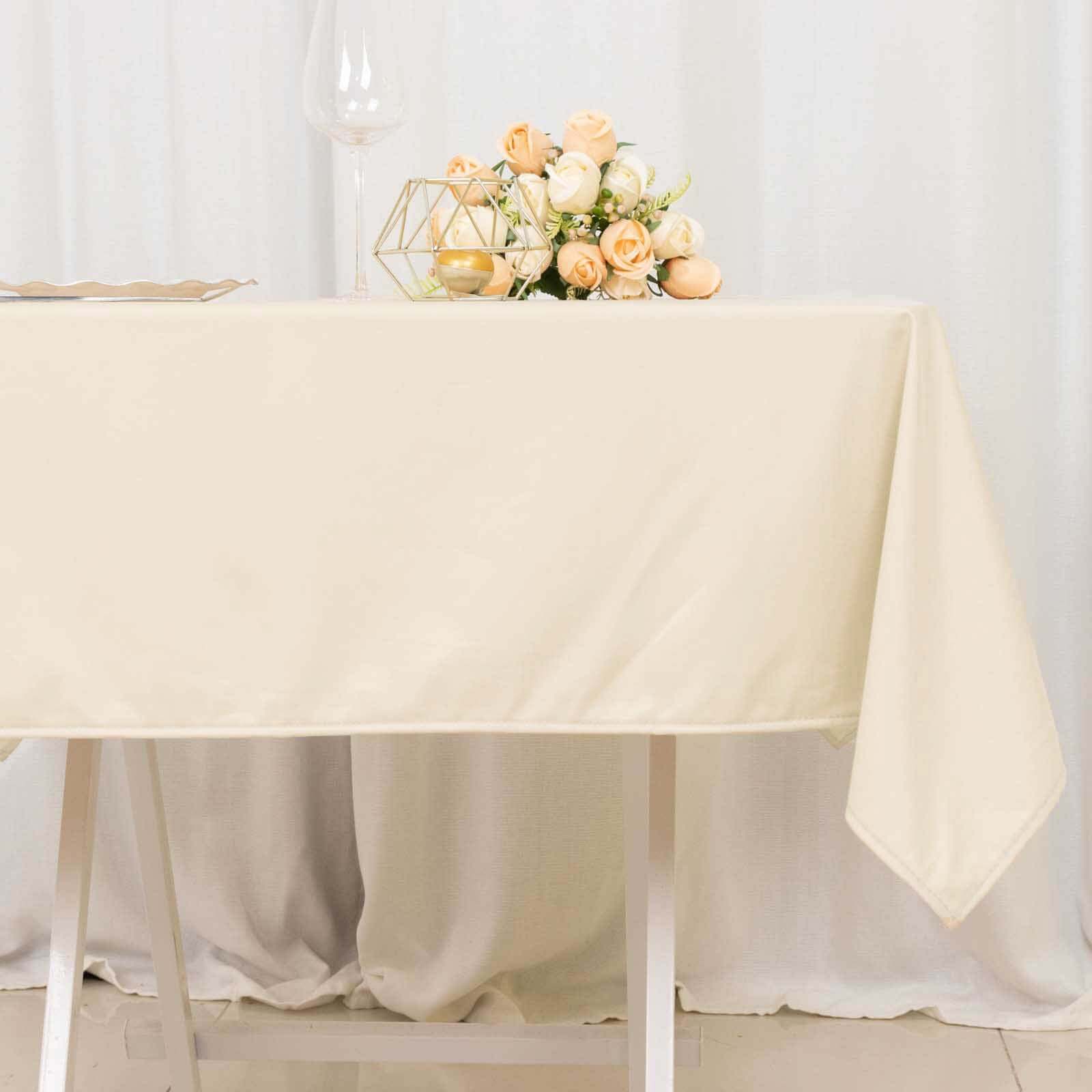 Premium Scuba Square 54x54 Tablecloth Beige - Wrinkle Free & Stain Resistant Table Cover