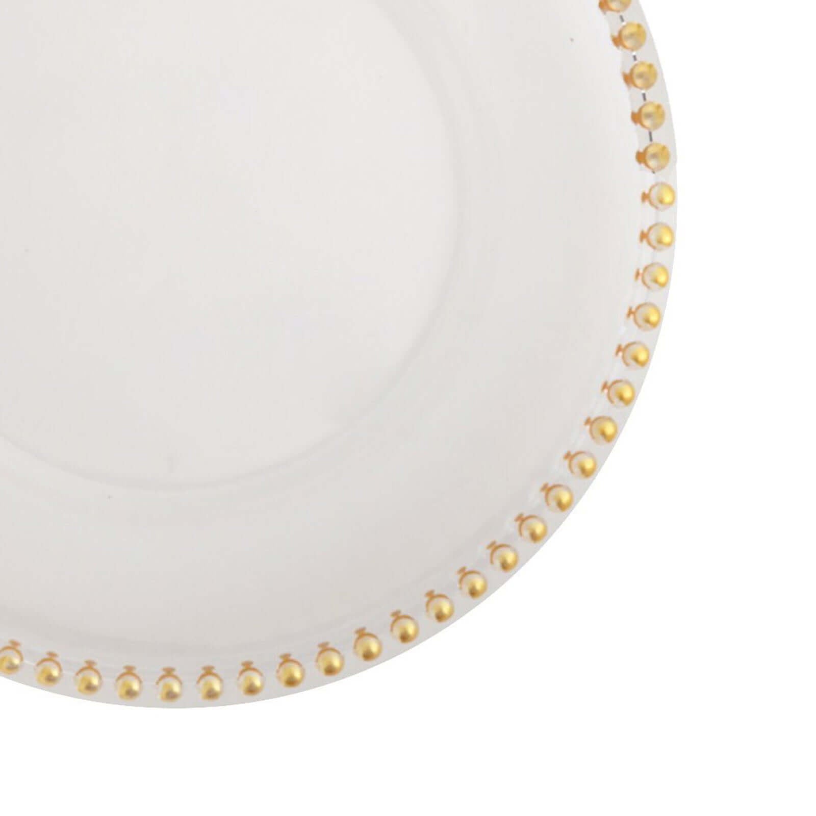 6-Pack Acrylic Round Charger Plates 13 in Clear with Gold Beaded Rim, Decorative Dinner Party Serving Plates