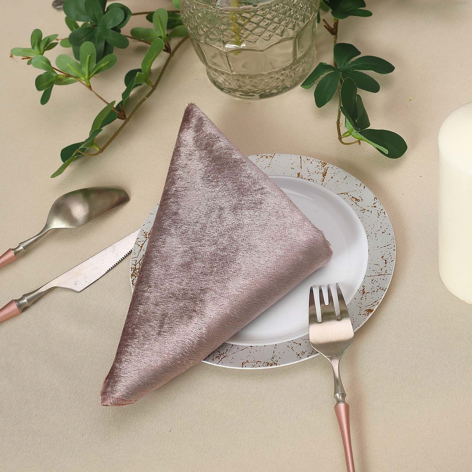 5 Pack Premium Velvet 20x20 Napkins Mauve - Soft Sheen Finish Cloth Napkins