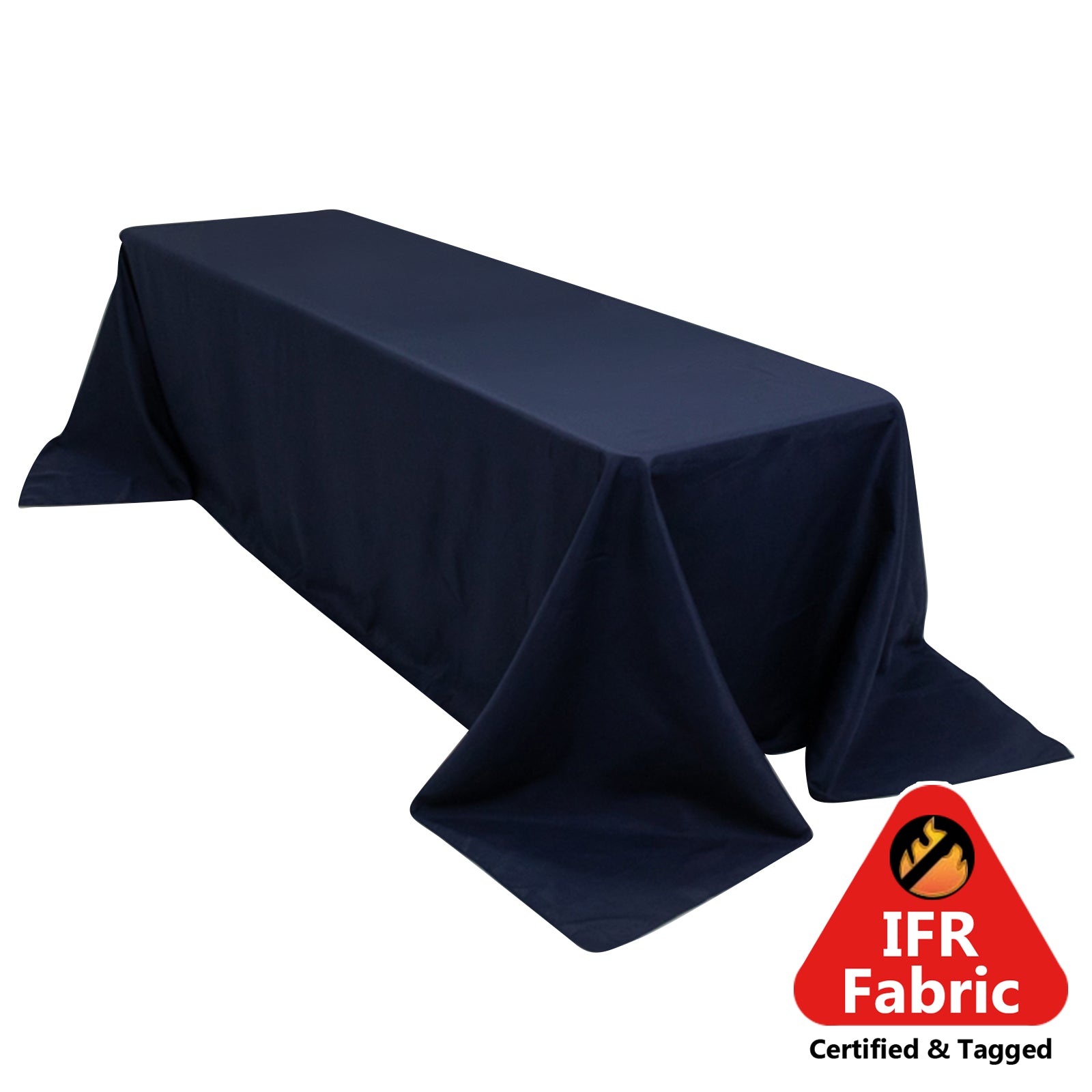 Fire Retardant Premium Polyester 90x156 Rectangular Tablecloth Navy Blue - High-Performance Seamless Table Cover