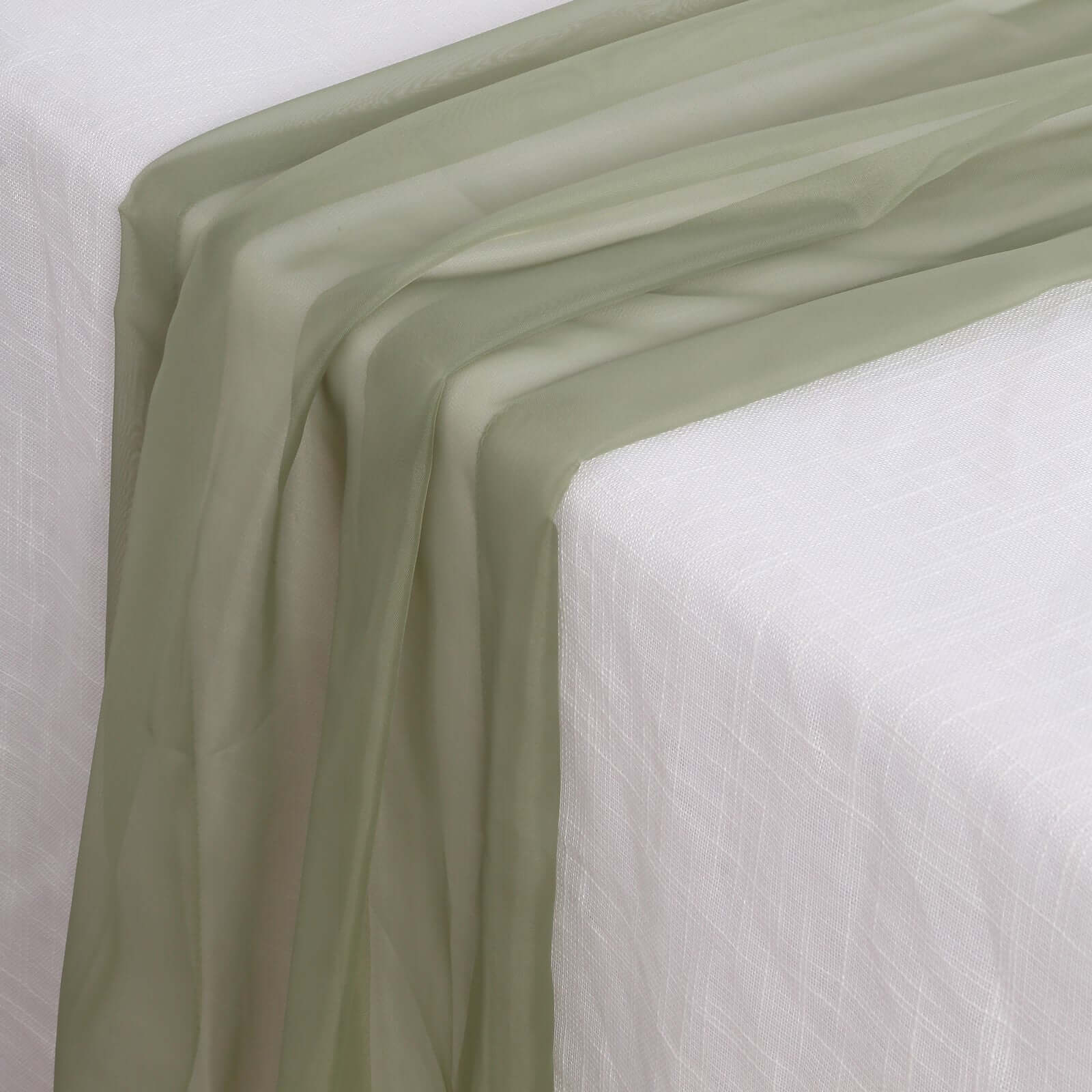 Premium Chiffon 6ft Table Runner Dusty Sage Green - Flowy & Lightweight Table Decor