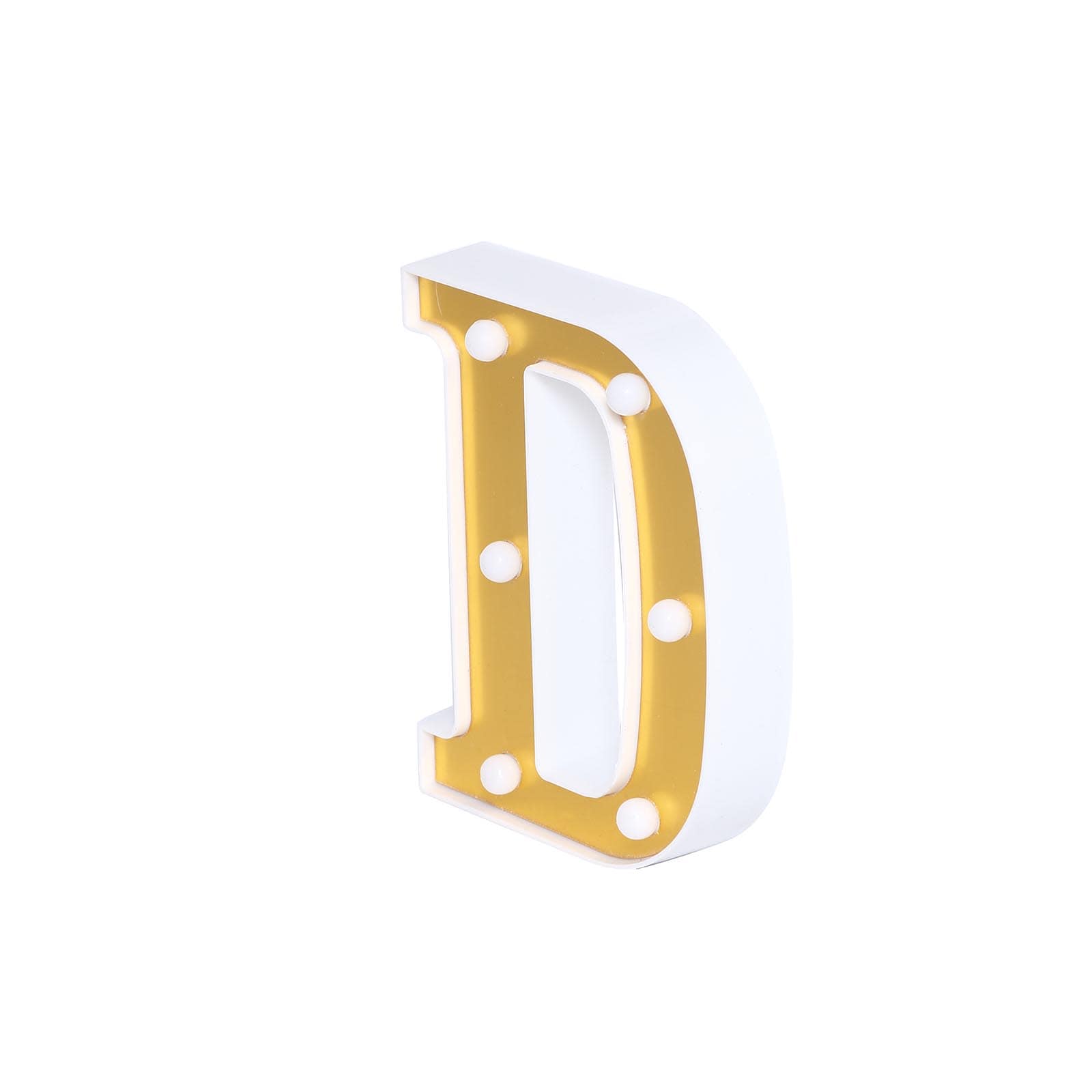 3D Marquee Letter D Warm White 6 LED Lights Gold - Chic Light-Up Decor for Events 6