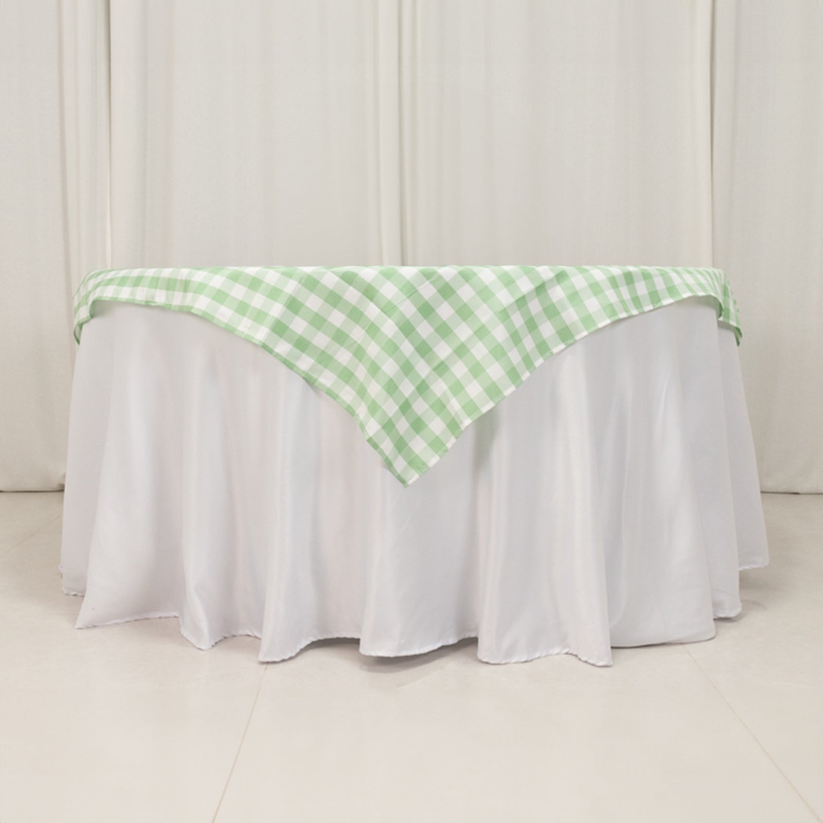 Polyester 54x54 Table Overlay Square Tablecloth White/Sage Green - Checkered Buffalo Plaid Design for Casual Table Settings