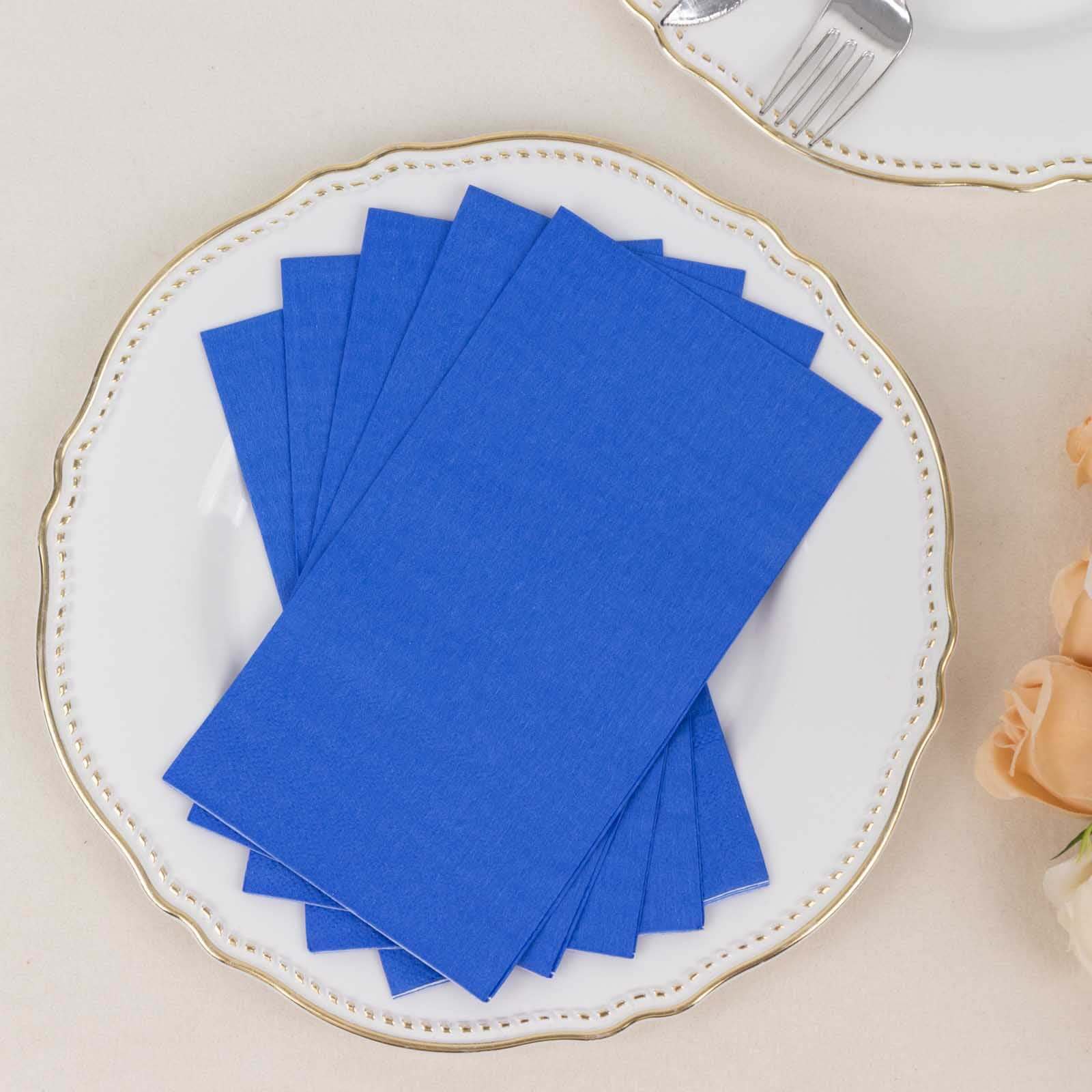 50-Pack Paper Napkins Soft Royal Blue - Disposable 2-Ply Cocktail and Beverage Napkins for Weddings