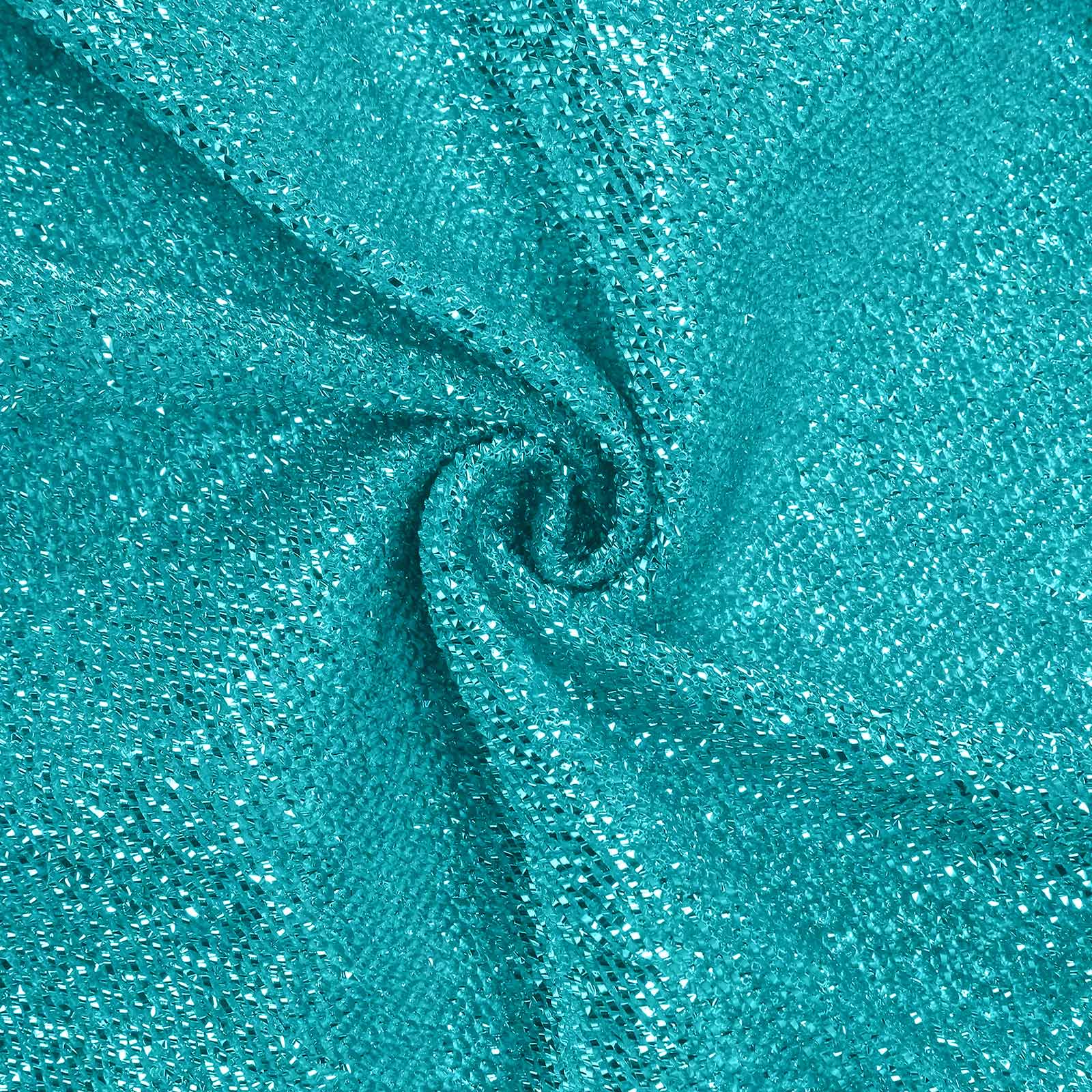 7.5ft Turquoise Metallic Shimmer Tinsel Spandex Round Wedding Arch Cover, 2-Sided Photo Backdrop