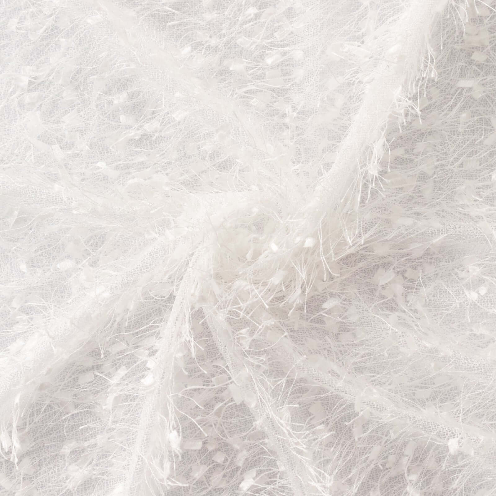 Polyester 72x72 Table Overlay Square Tablecloth White Fringe Shag Design for Stylish Celebrations
