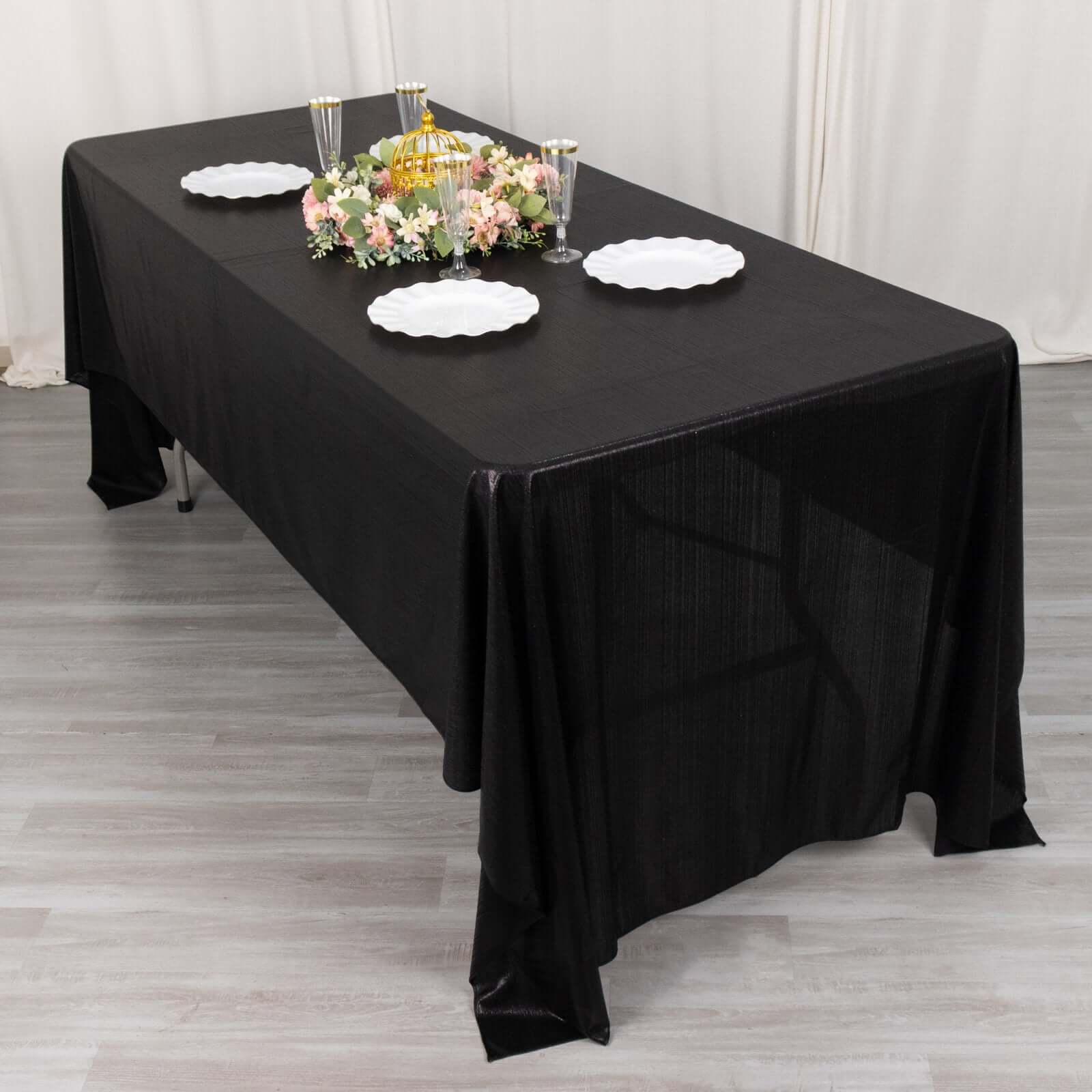 Sequin Dots Polyester 60x126 Rectangle Tablecloth Shimmering Black - Wrinkle Free & Sparkling Table Cover