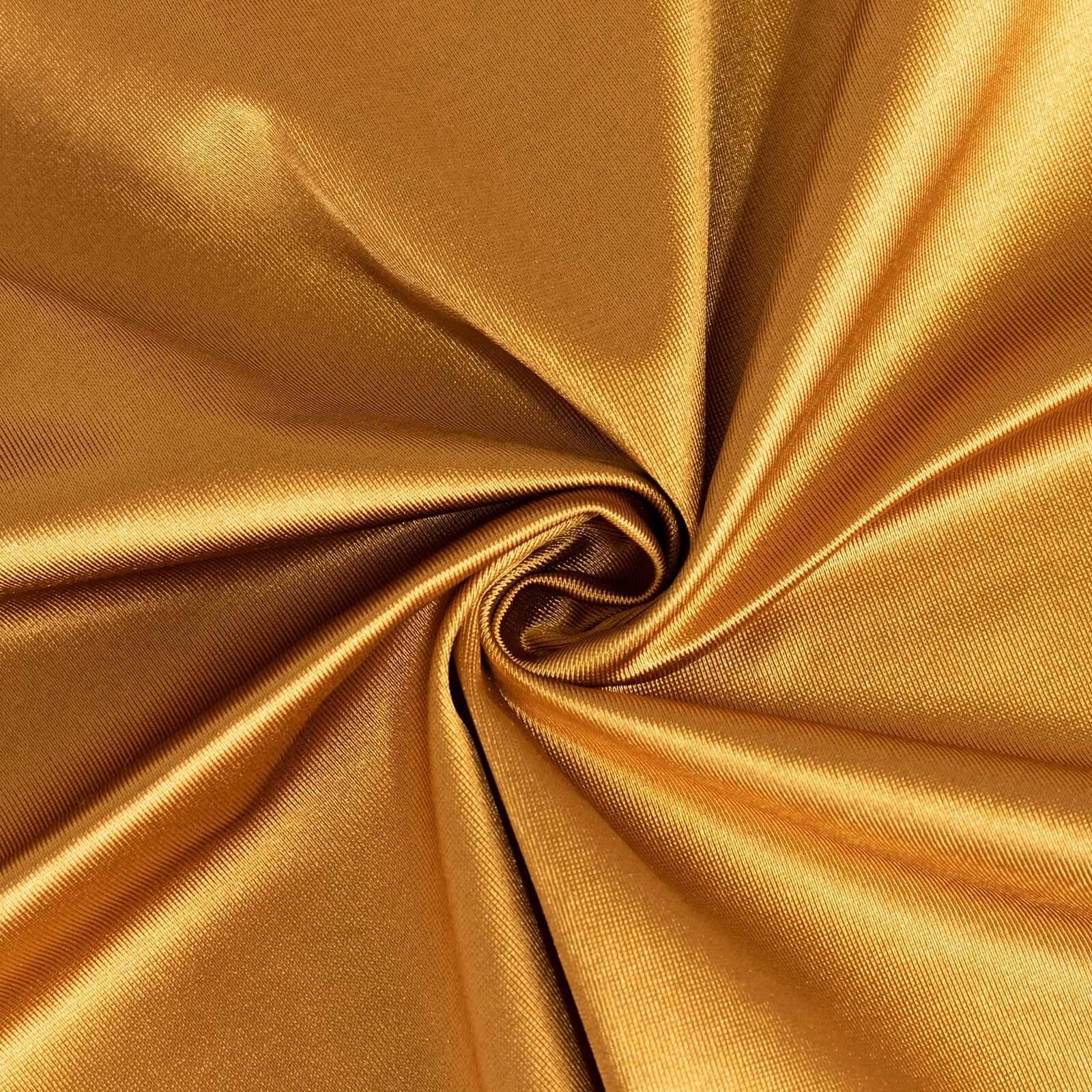 Premium Scuba Round 120 Tablecloth Shimmering Gold - Wrinkle Free, Stain Resistant & Seamless Table Cover for Weddings and Parties