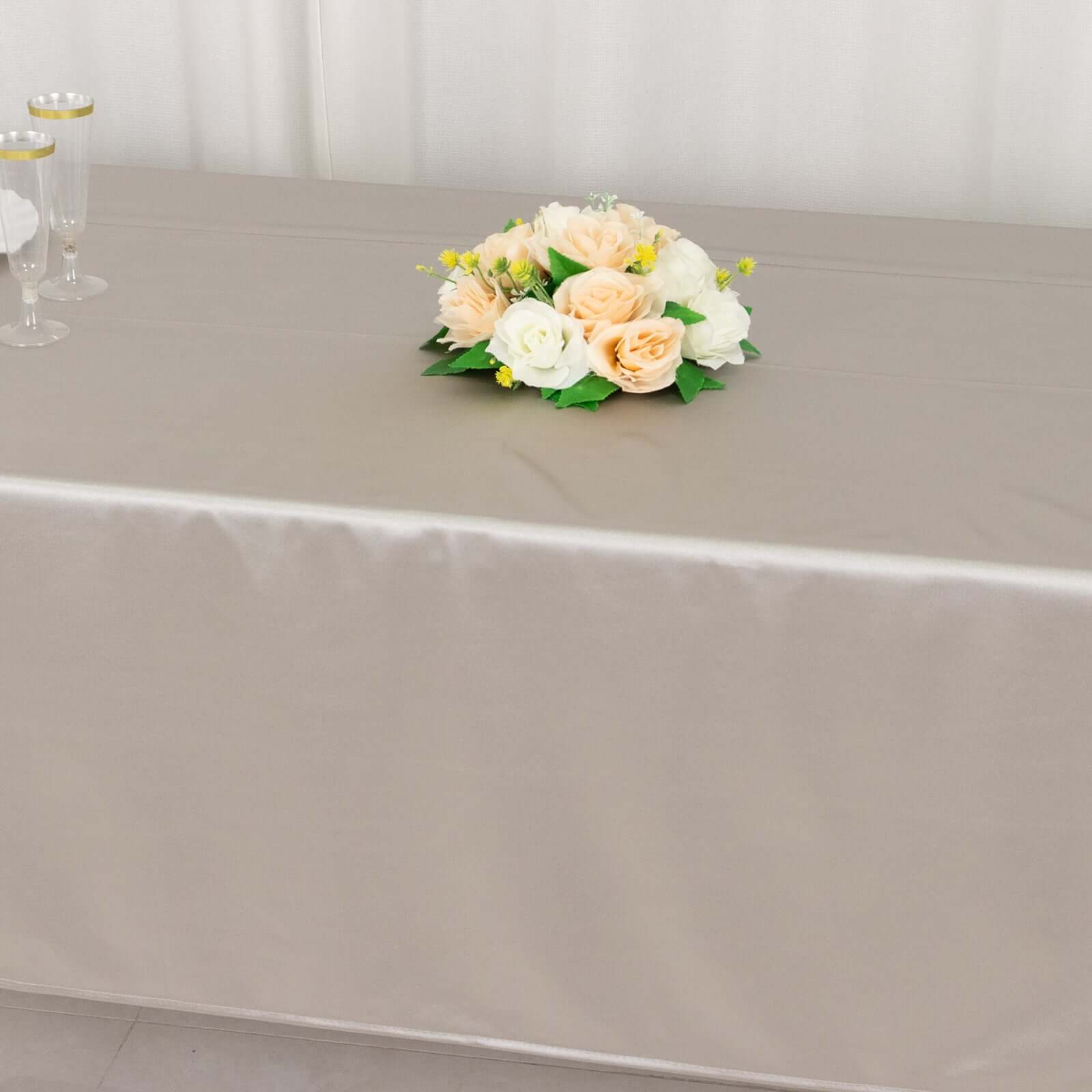 Premium Scuba Rectangular 60x102 Tablecloth Shimmering Silver - Wrinkle Free & Stain Resistant Table Cover