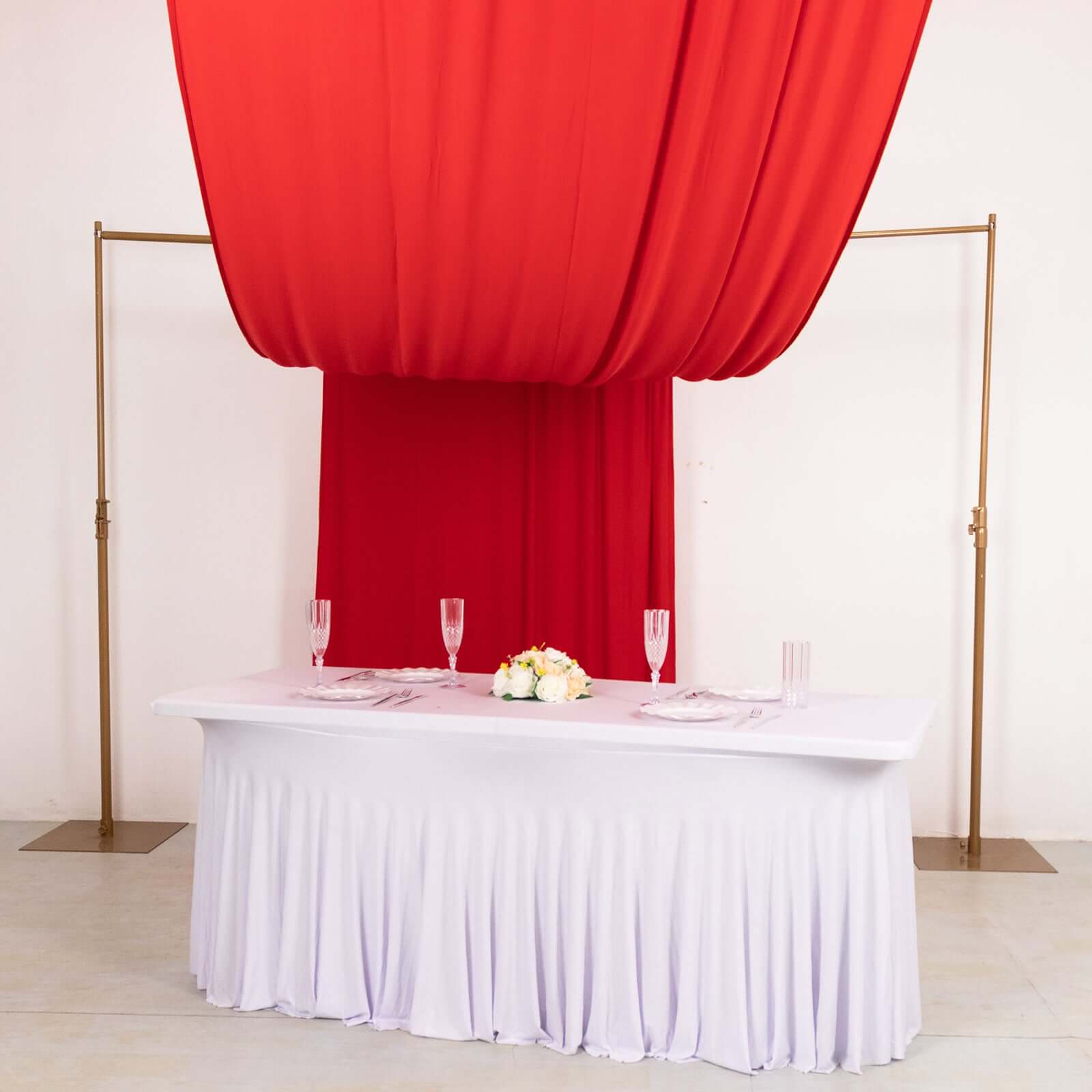 Red 4-Way Stretch Spandex Event Curtain Drapes, Wrinkle Free Backdrop Event Panel with Rod Pockets - 5ftx18ft