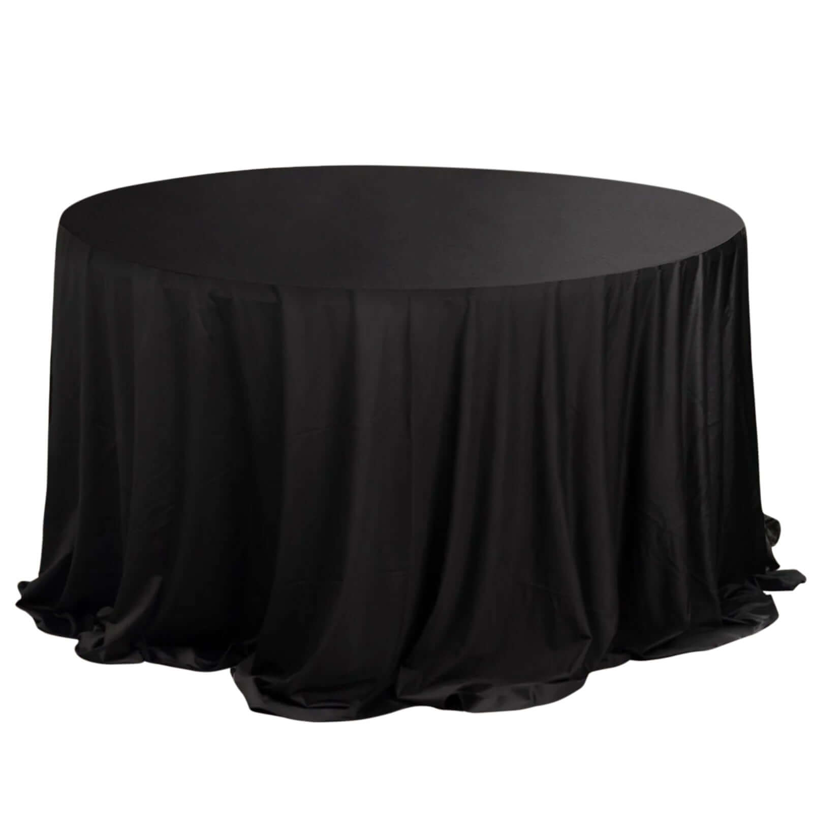 Premium Scuba Round 132 Tablecloth Black - Wrinkle Free & Stain Resistant Seamless Table Cover for Weddings & Events