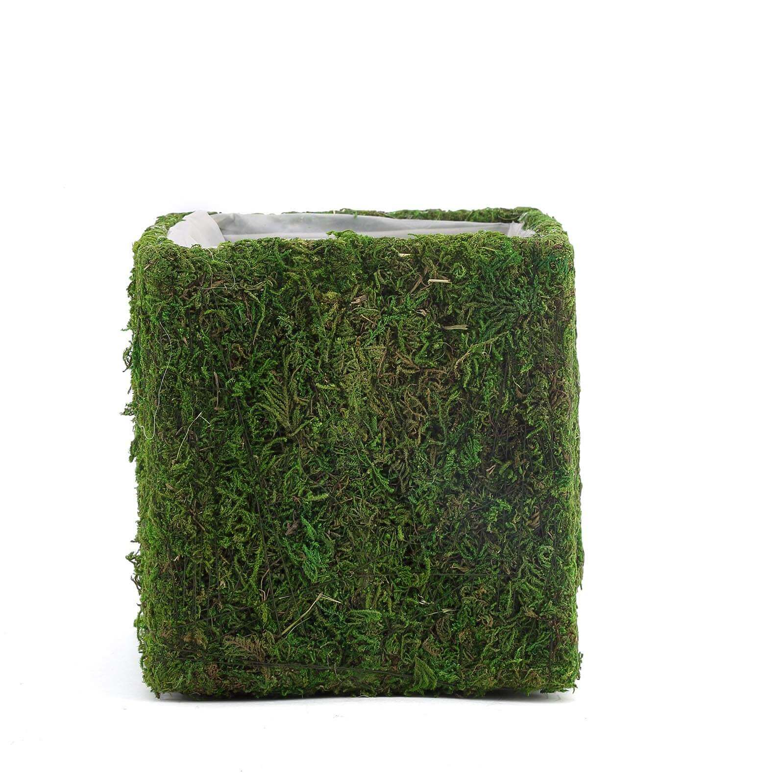 4-Pack Square Planter Boxes Covered with Inner Lining Green Preserved Moss - Flower Basket Centerpieces 6