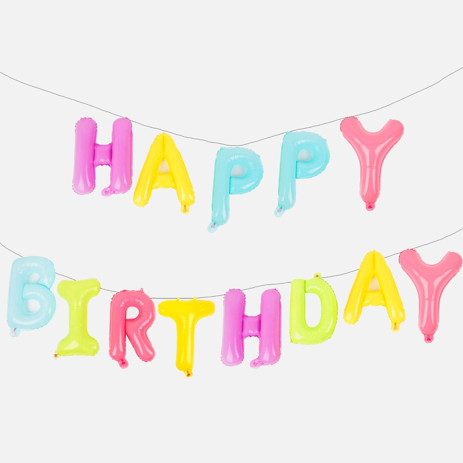 13 Ready-To-Use Colorful Happy Birthday Mylar Foil Balloon Banner