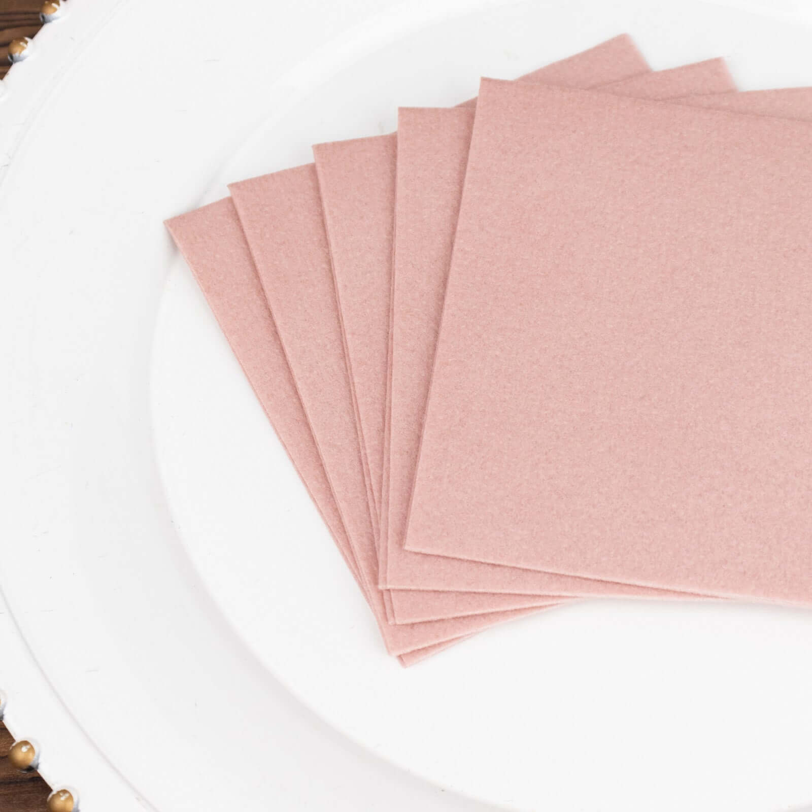 20-Pack Paper Linen-Like Cocktail Napkins Dusty Rose - Disposable 5x5 Airlaid Soft Napkins