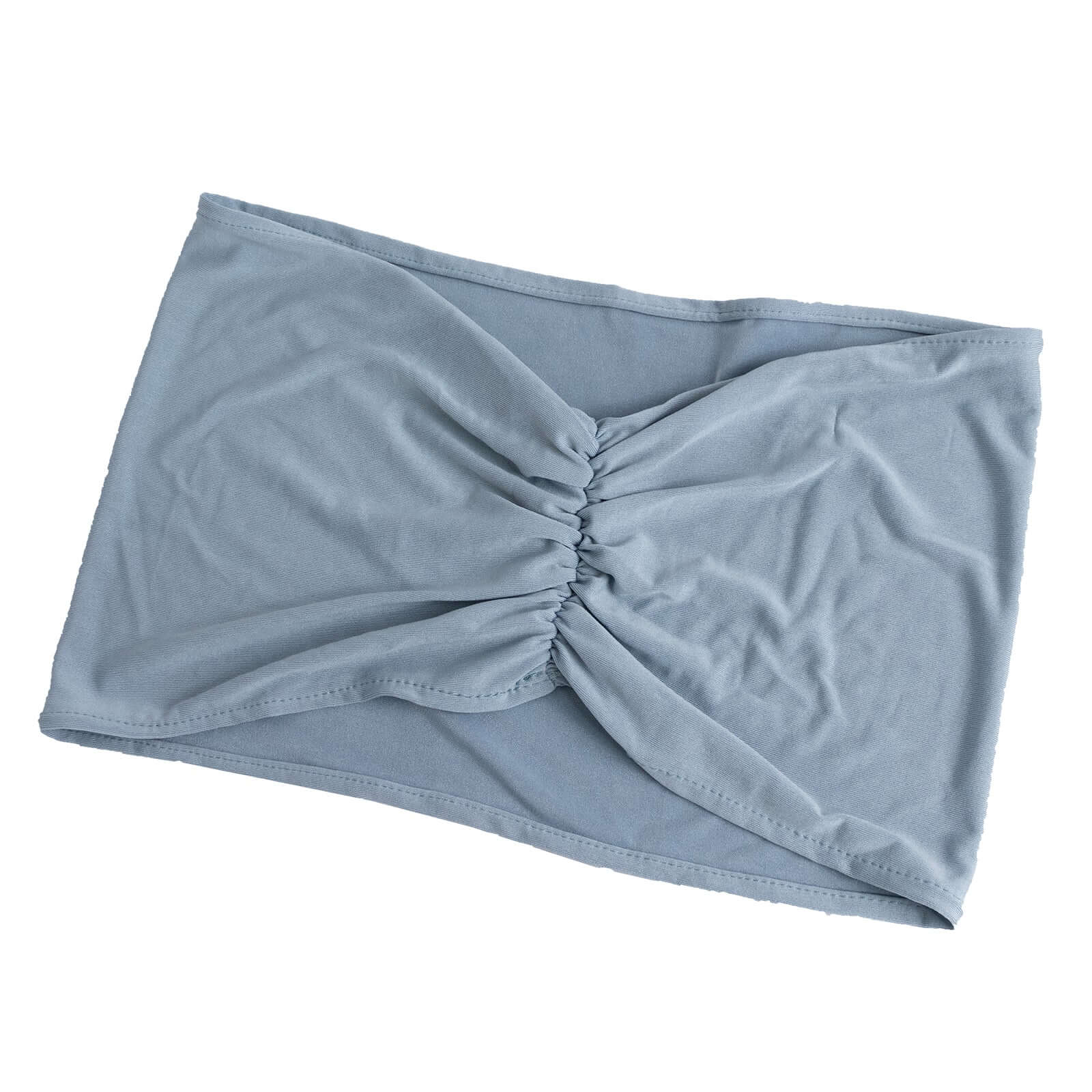 5 Pack Spandex Chair Sashes Dusty Blue Ruffled Style - Wide Easy to Use Stretch Chair Bands 8x13