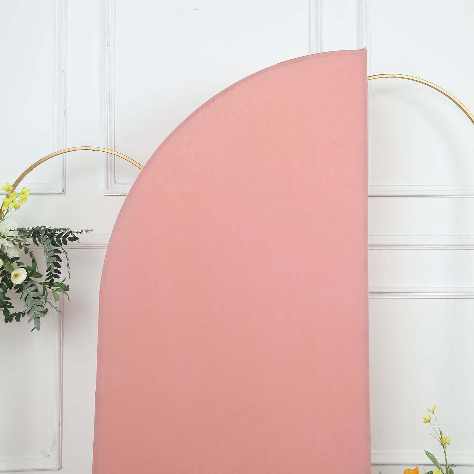 6ft Matte Dusty Rose Spandex Half Moon Chiara Backdrop Stand Cover, Custom Fitted Wedding Arch Cover