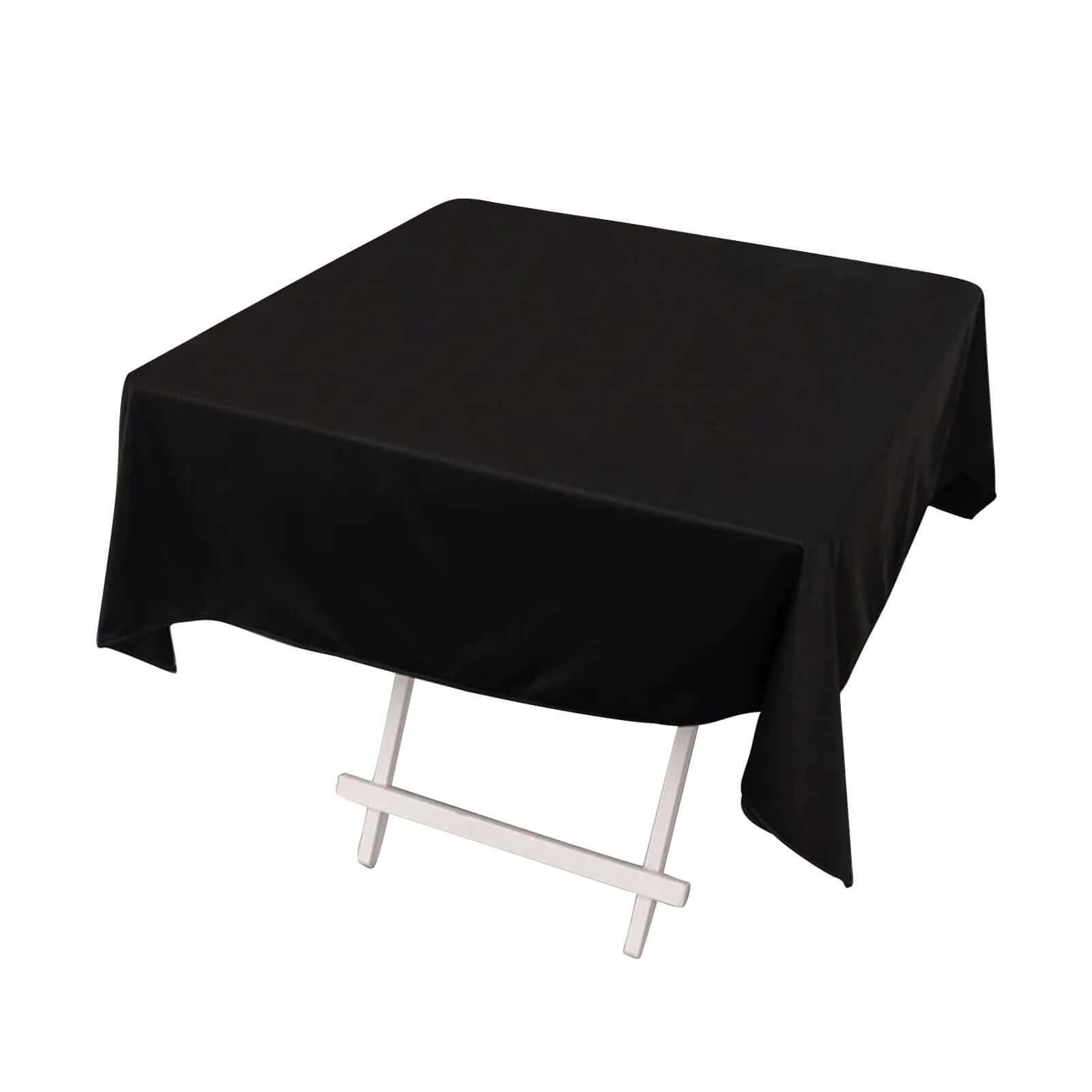 Premium Scuba Square 54x54 Tablecloth Black - Wrinkle Free & Stain Resistant Table Cover