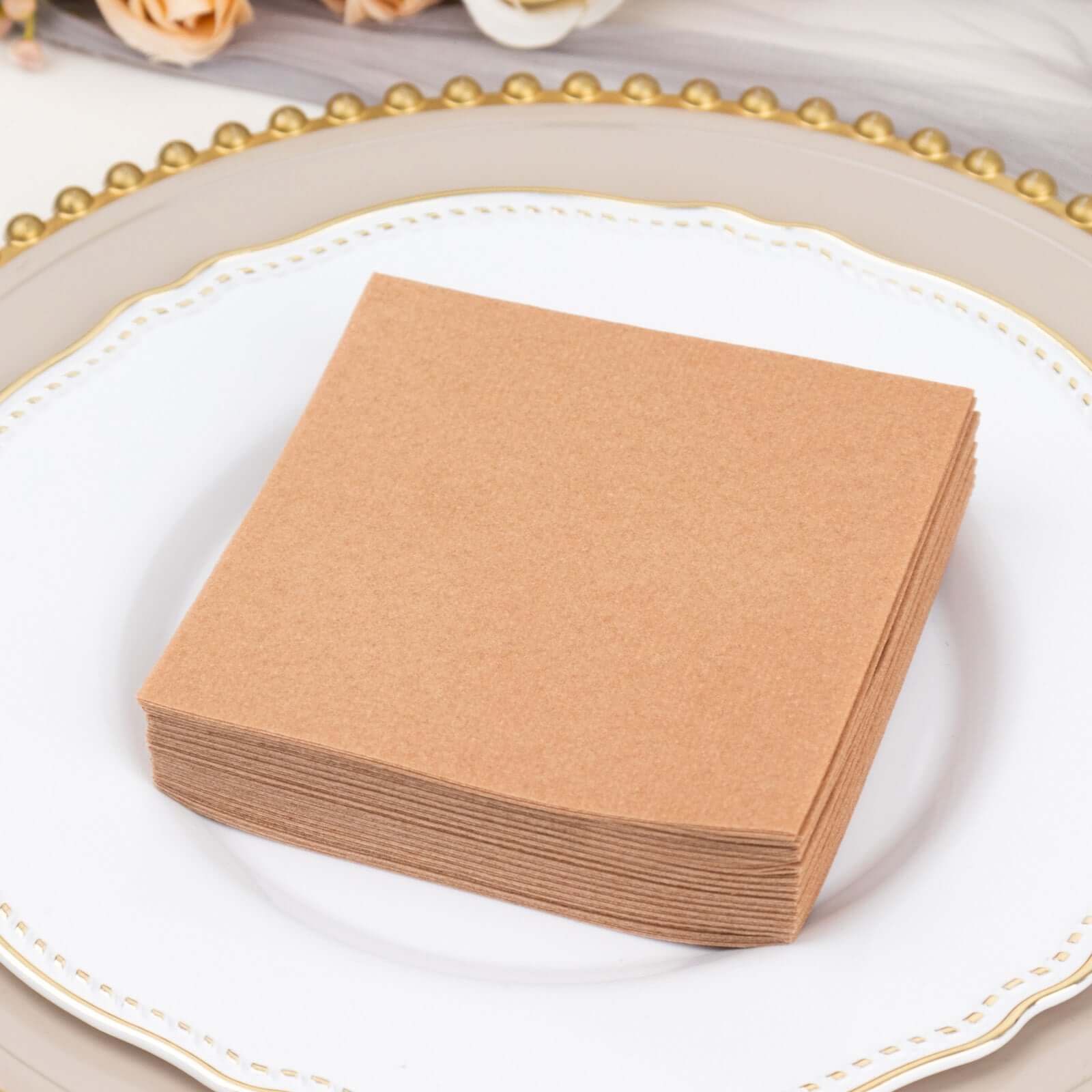 20-Pack Paper Linen-Like Cocktail Napkins Terracotta (Rust) - Disposable 5x5 Airlaid Soft Napkins