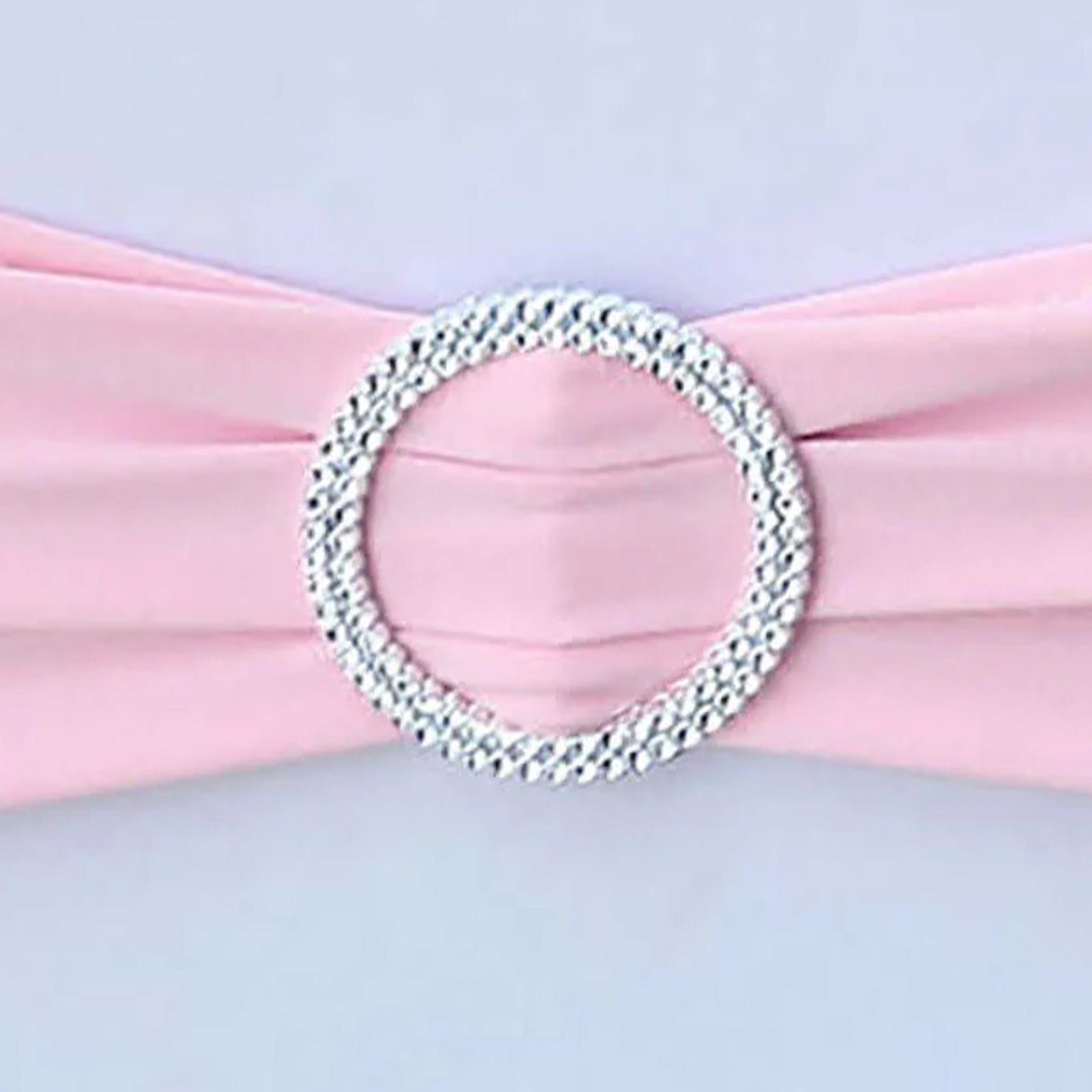 5 Pack Stretch Spandex Chair Sashes Pink - Reusable Chair Bands with Silver Diamond Ring Slide Buckle 5x14