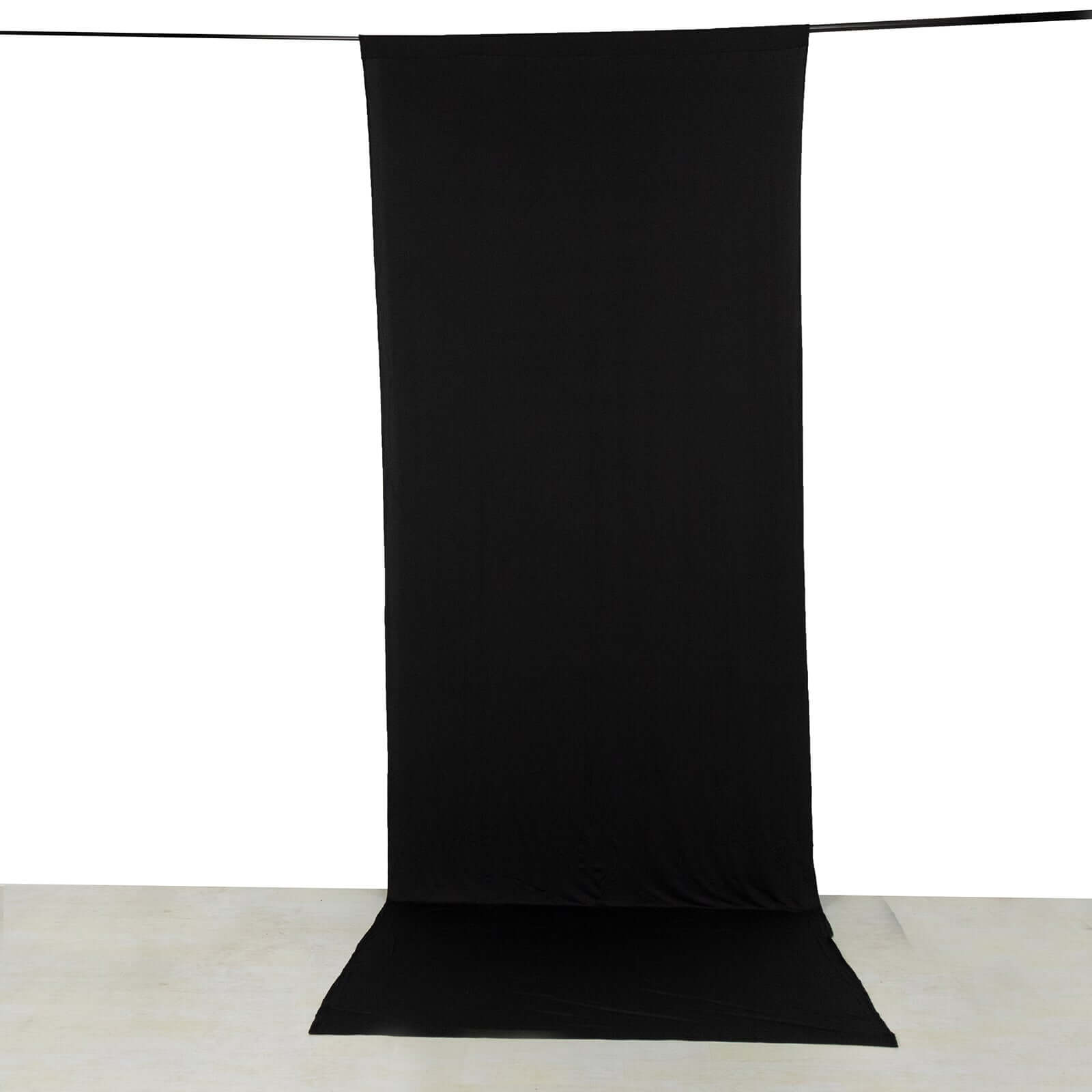 Black 4-Way Stretch Spandex Event Curtain Drapes, Wrinkle Free Backdrop Event Panel with Rod Pockets - 5ftx14ft