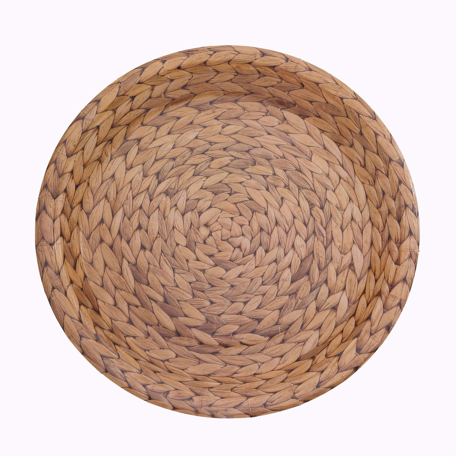 25-Pack Paper 9 Round Dinner Plates Natural with Woven Rattan Print - Rustic Farmhouse Disposable 300GSM Party Plates for Country Chic Celebrations