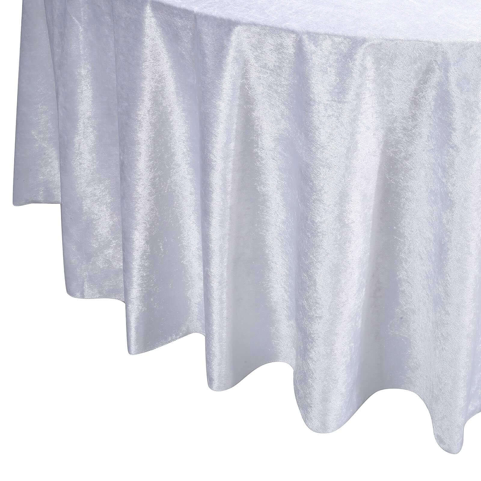 Premium Velvet 120 Round Tablecloth White - Reusable Soft & Seamless Table Cover