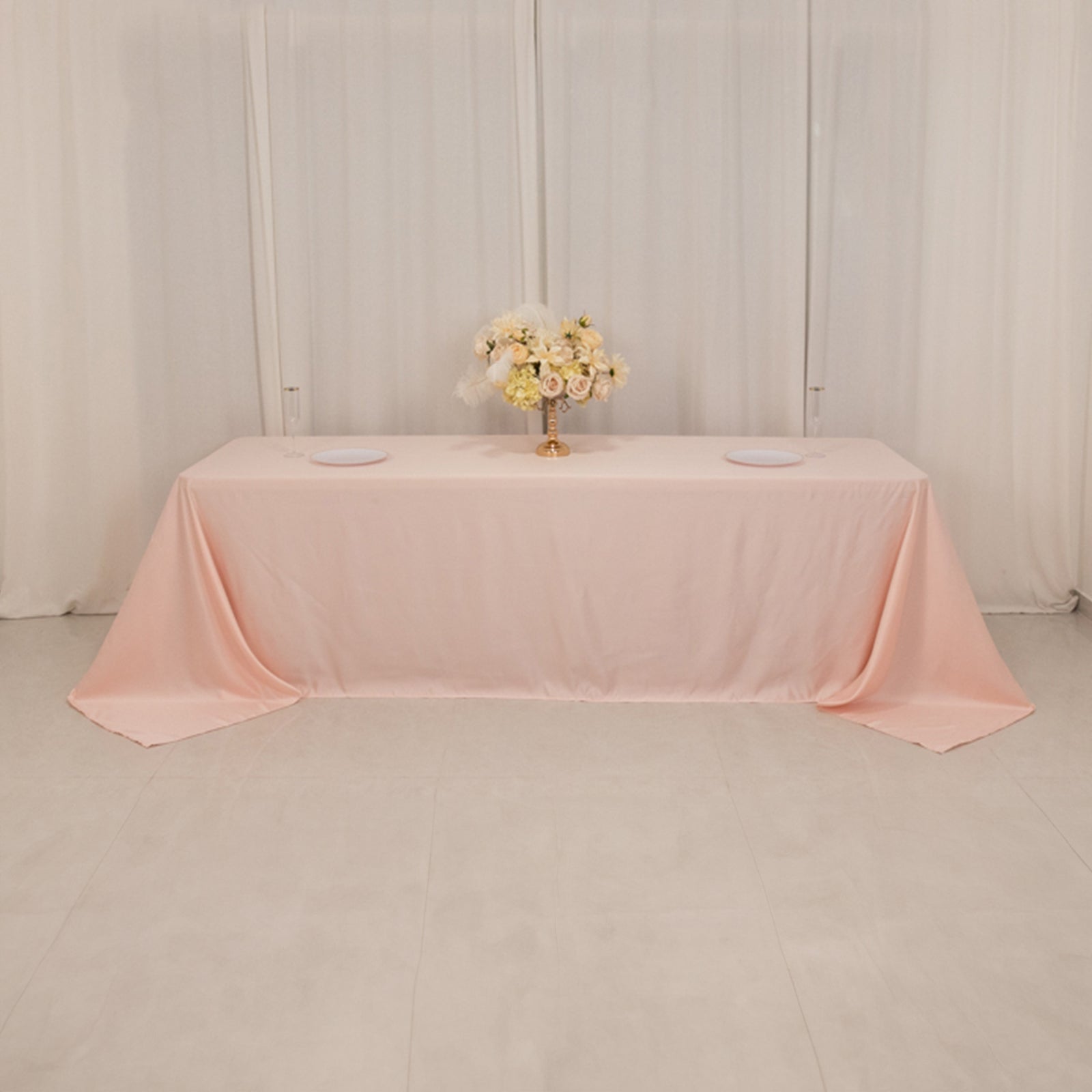 Lamour Satin 90x156 Rectangle Tablecloth Blush - Luxurious, Soft Seamless Table Cover