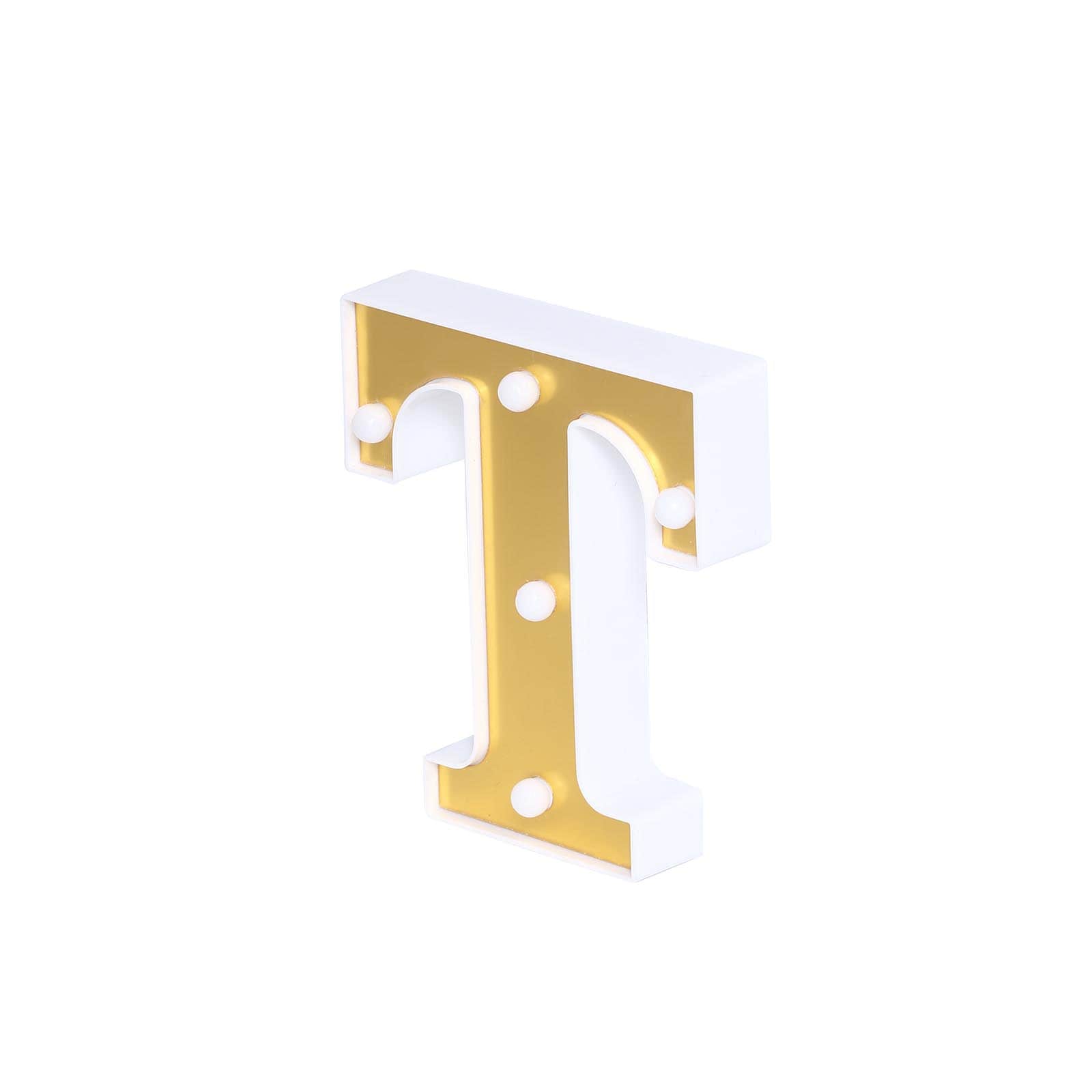 3D Marquee Letter T Warm White 5 LED Lights Gold - Chic Light-Up Decor for Events 6