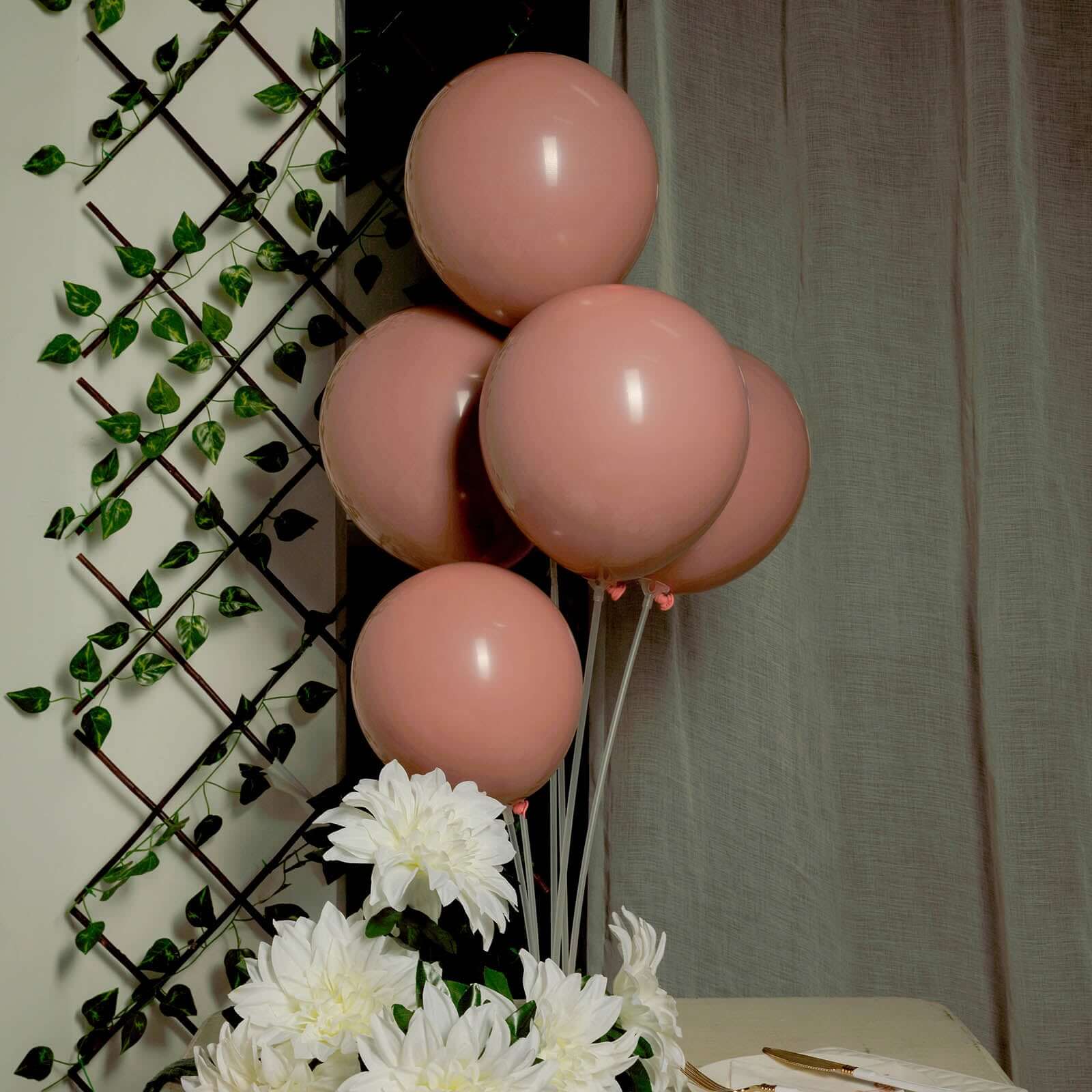 25 Pack 10 Matte Dusty Rose Double Stuffed Prepacked Latex Balloons