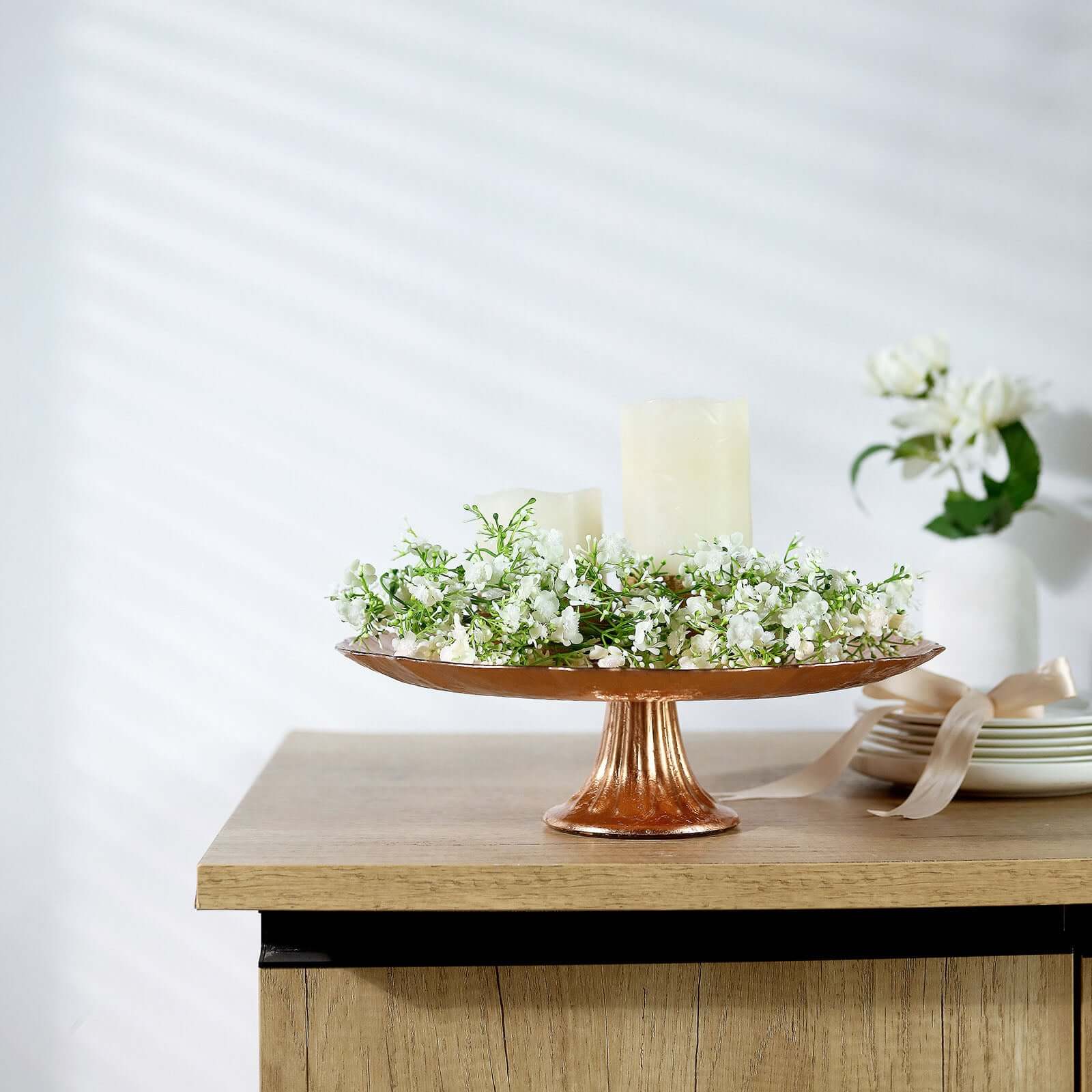 Glass Pedestal Cake Stand Scalloped Edge Design Rose Gold - Cupcake Holder and Dessert Display Plate 14