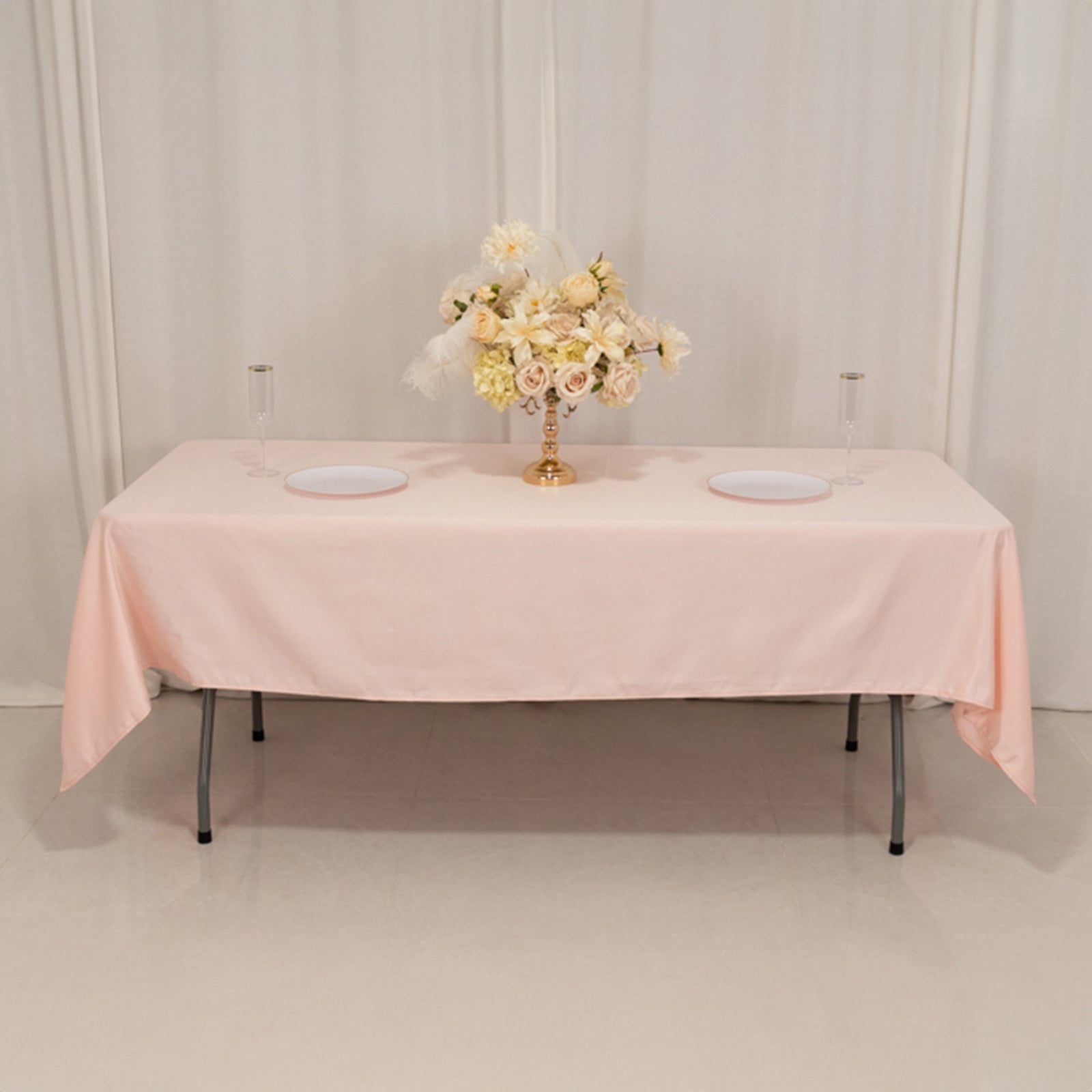 Lamour Satin 60x102 Rectangle Tablecloth Blush - Durable & Silky Soft Feel Table Cover