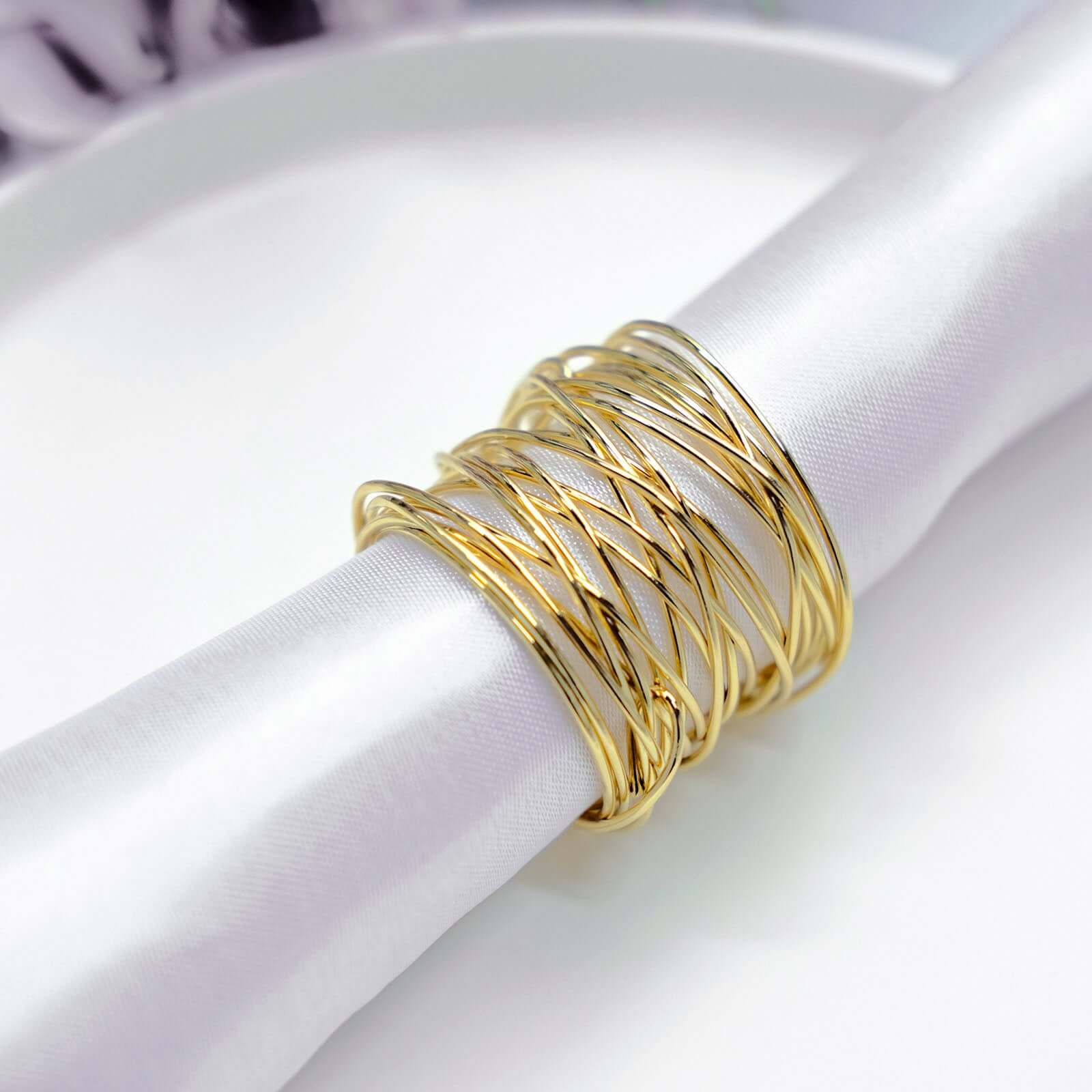 4 Pack Shiny Gold Metal Wire Paper or Cloth Linen Napkin Rings