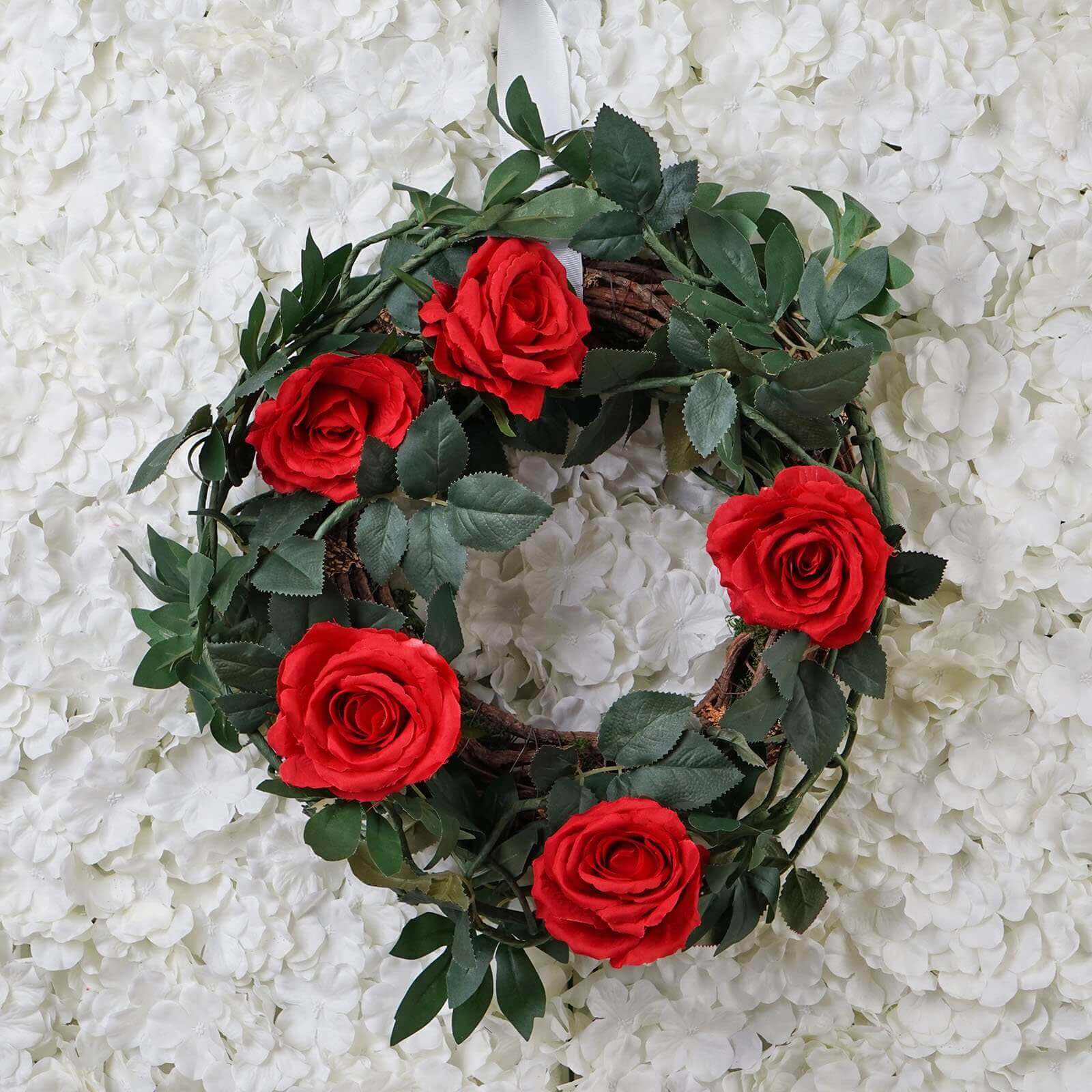 6ft Red Real Touch Artificial Rose and Leaf Flower Garland Vine