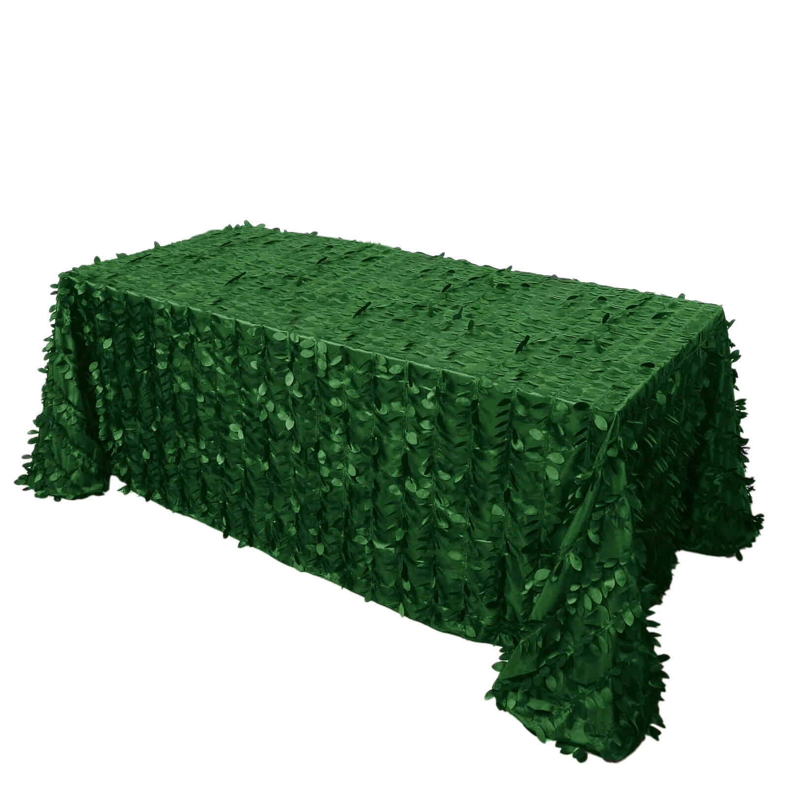 Taffeta 90x132 Rectangle Tablecloth Green | 3D Leaf Petal Design Seamless Table Cover