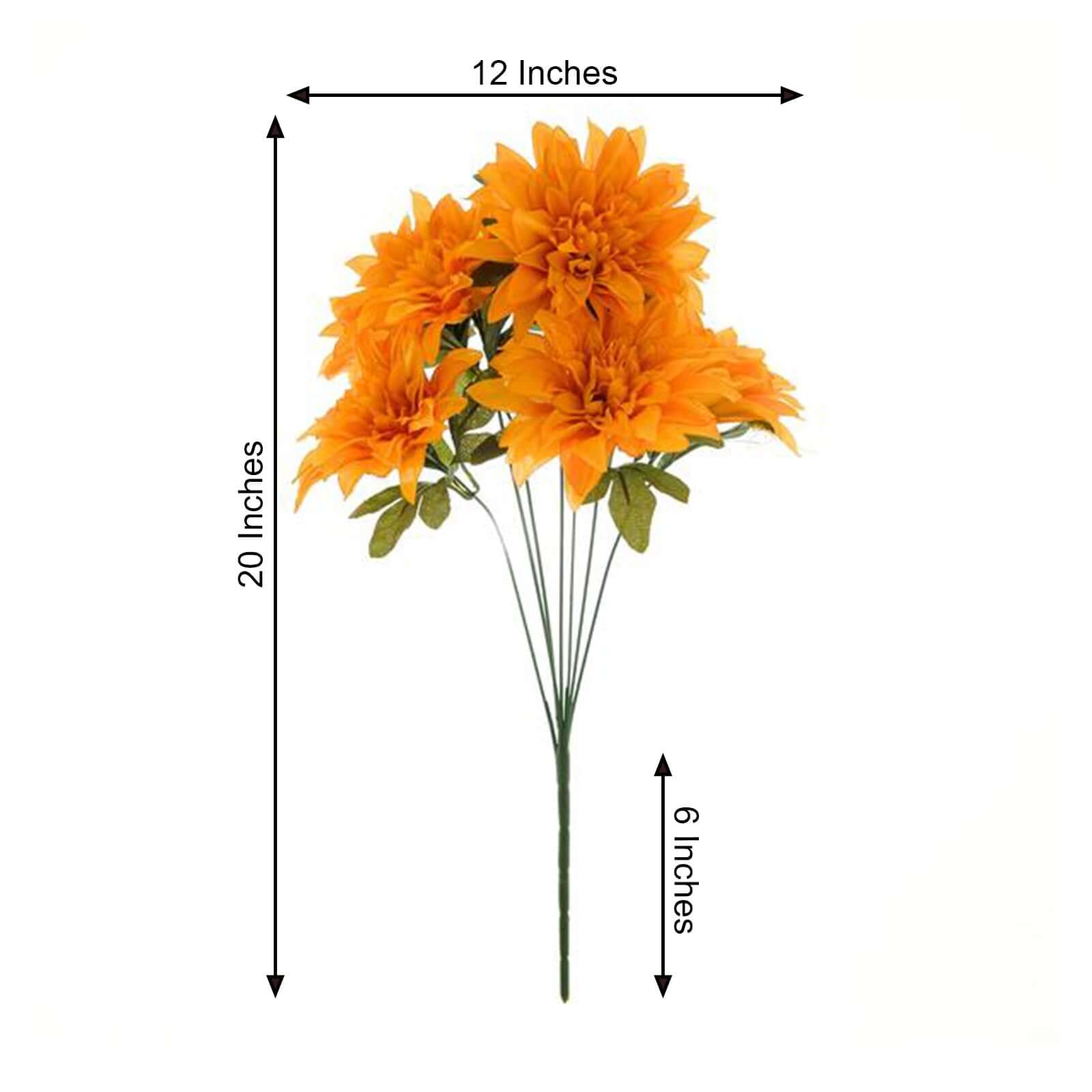 2 Bouquets 20 Orange Artificial Silk Dahlia Flower Spray Bushes